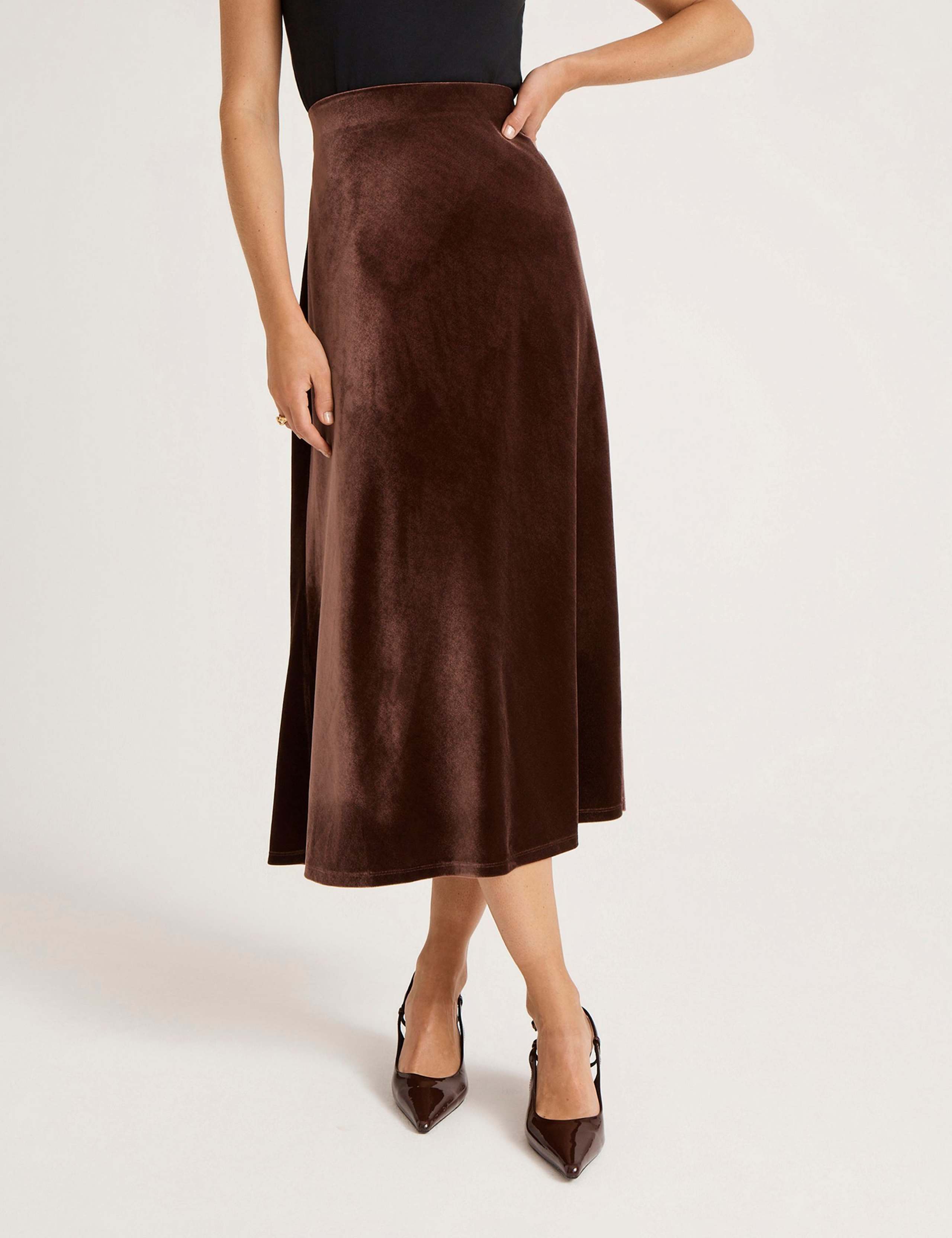 Velvet Midi Slip Skirt 5 of 5