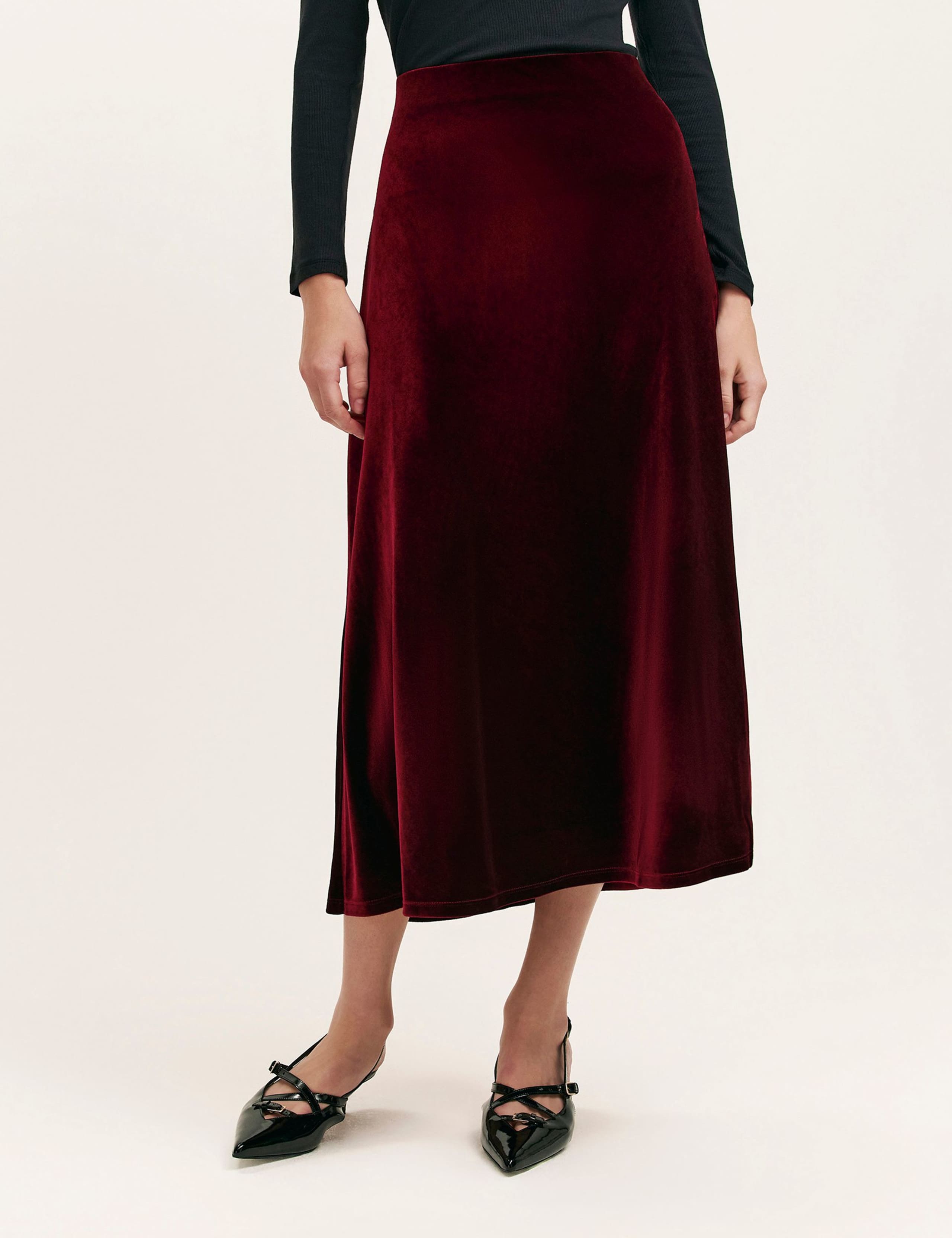 Velvet Midi Slip Skirt 1 of 5