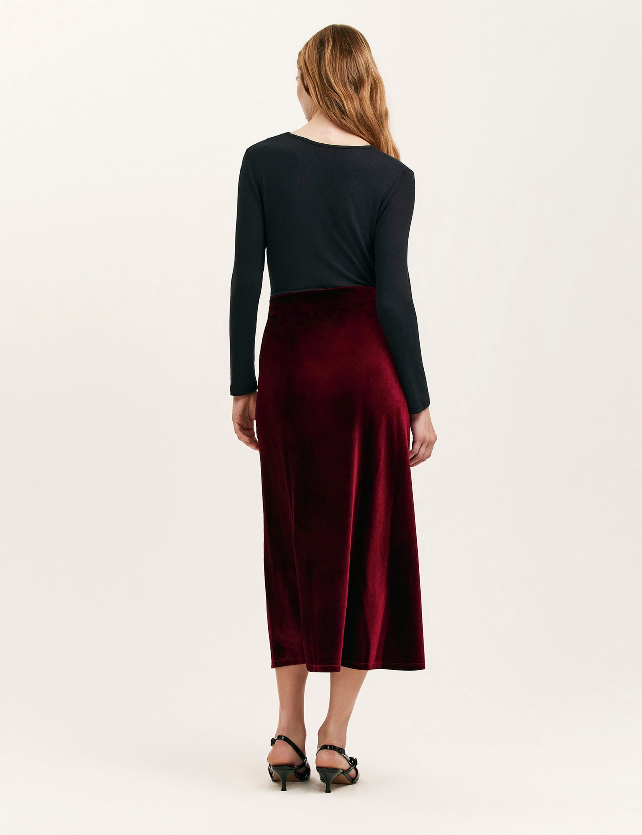 Velvet Midi Slip Skirt 3 of 5