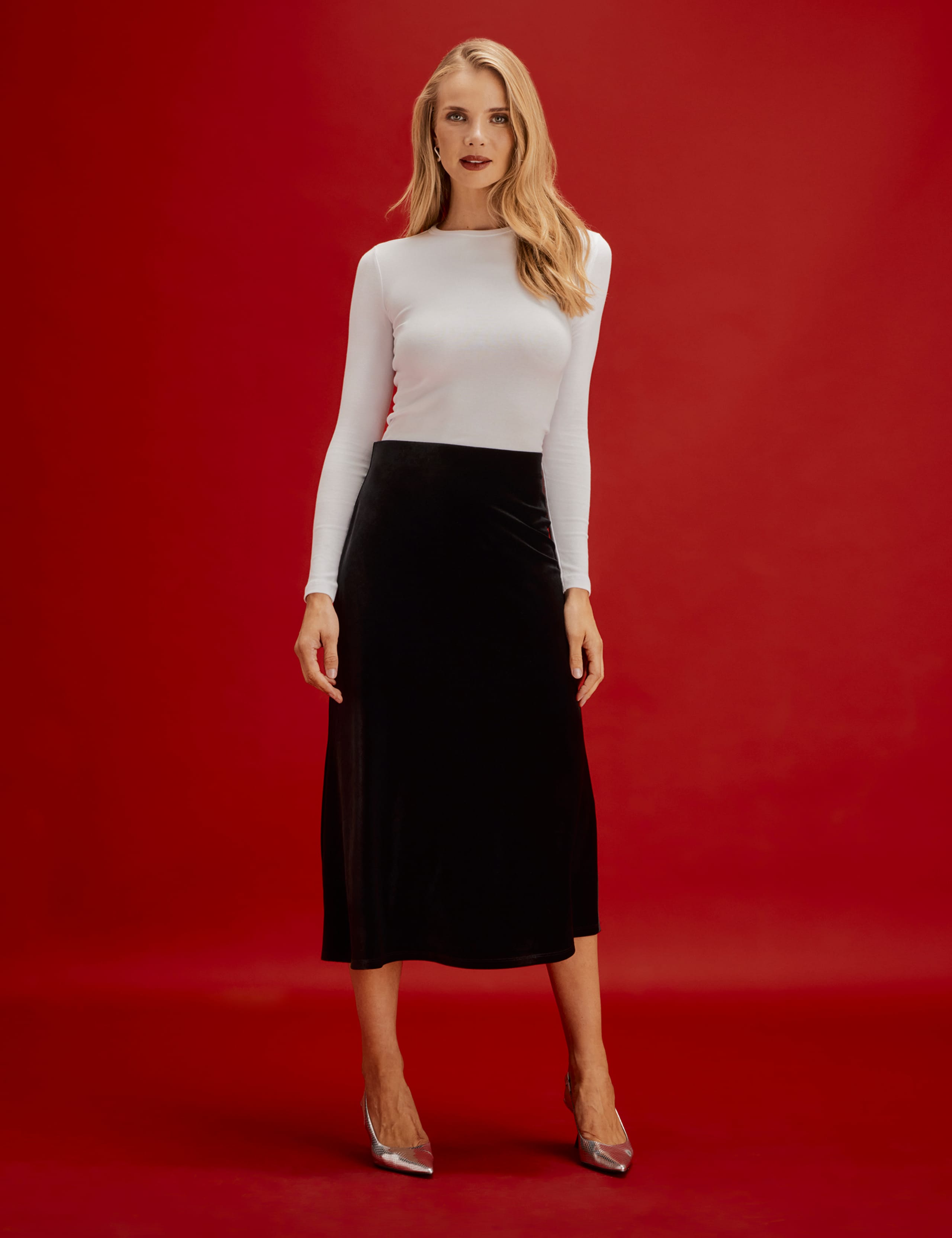 Velvet Midi Slip Skirt 8 of 10