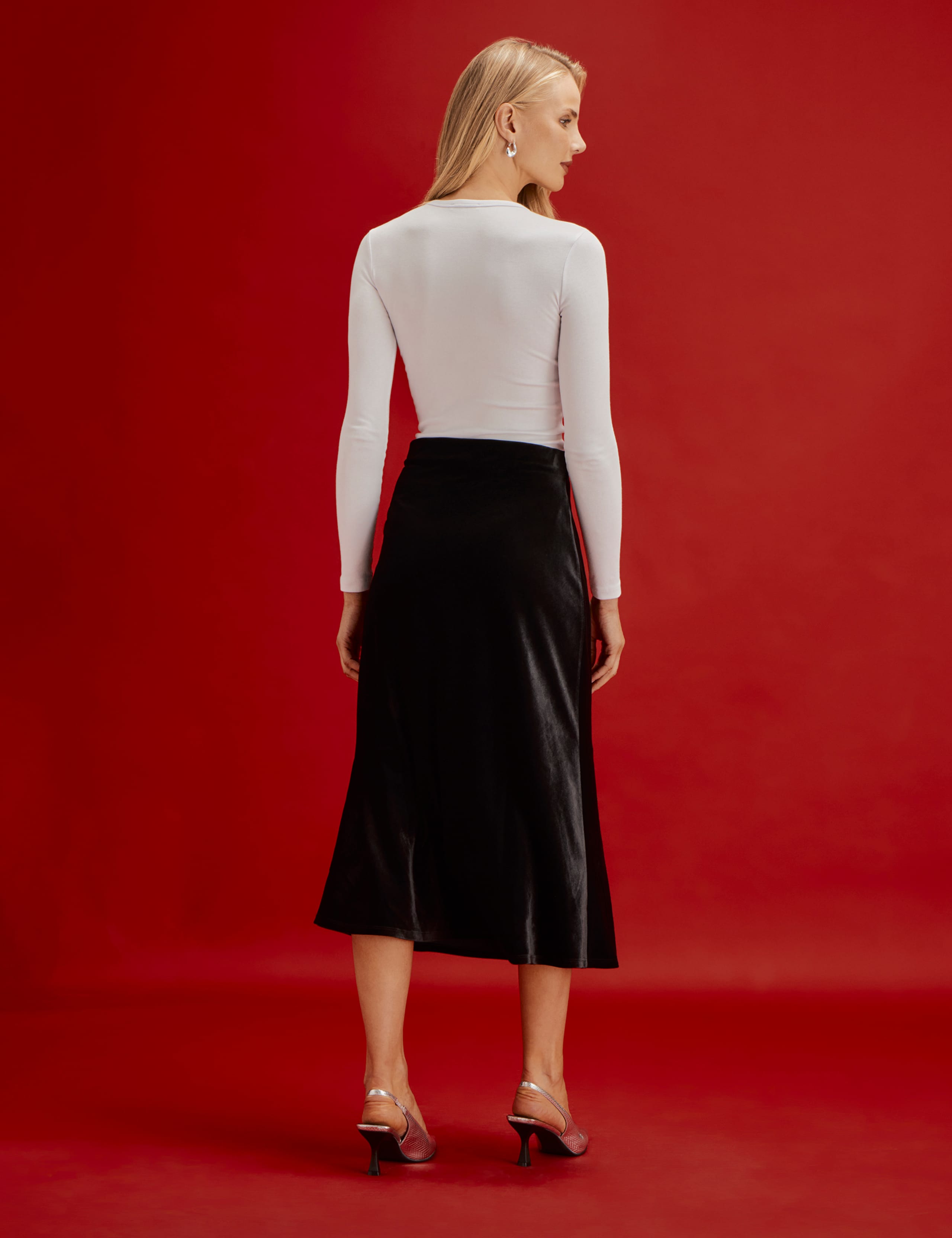 Velvet Midi Slip Skirt 9 of 10