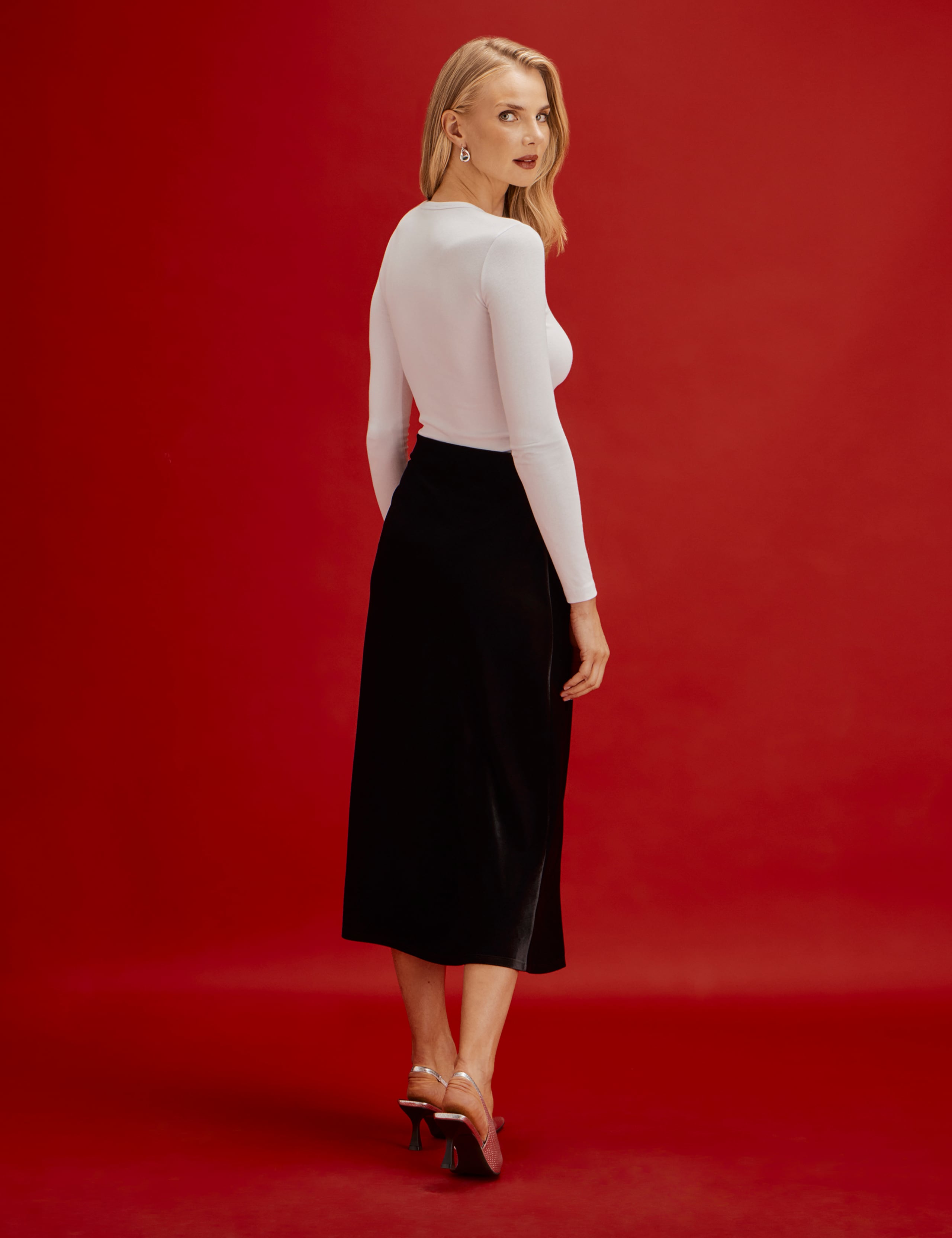 Velvet Midi Slip Skirt 10 of 10