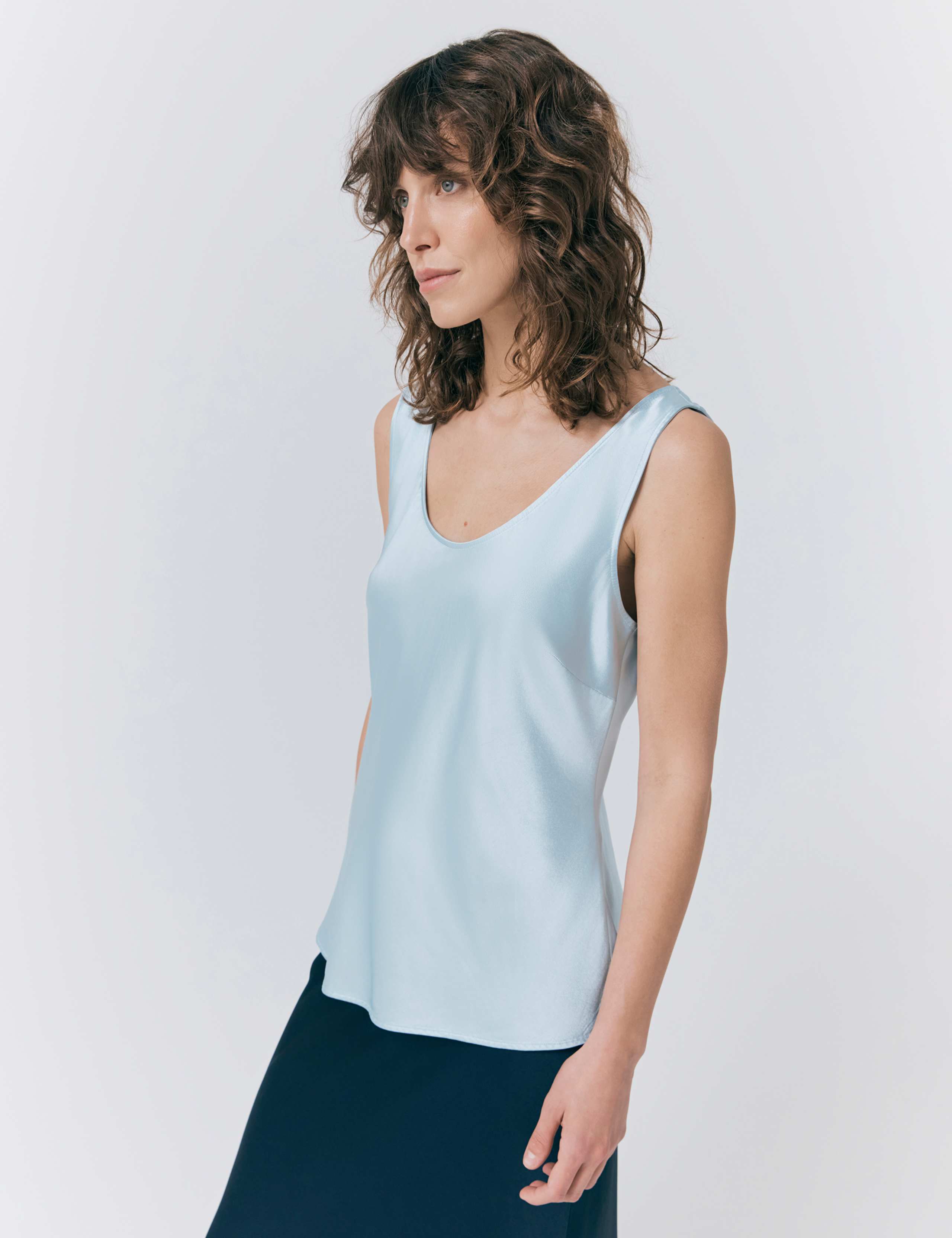 Satin Scoop Neck Sleeveless Vest Top 1 of 4
