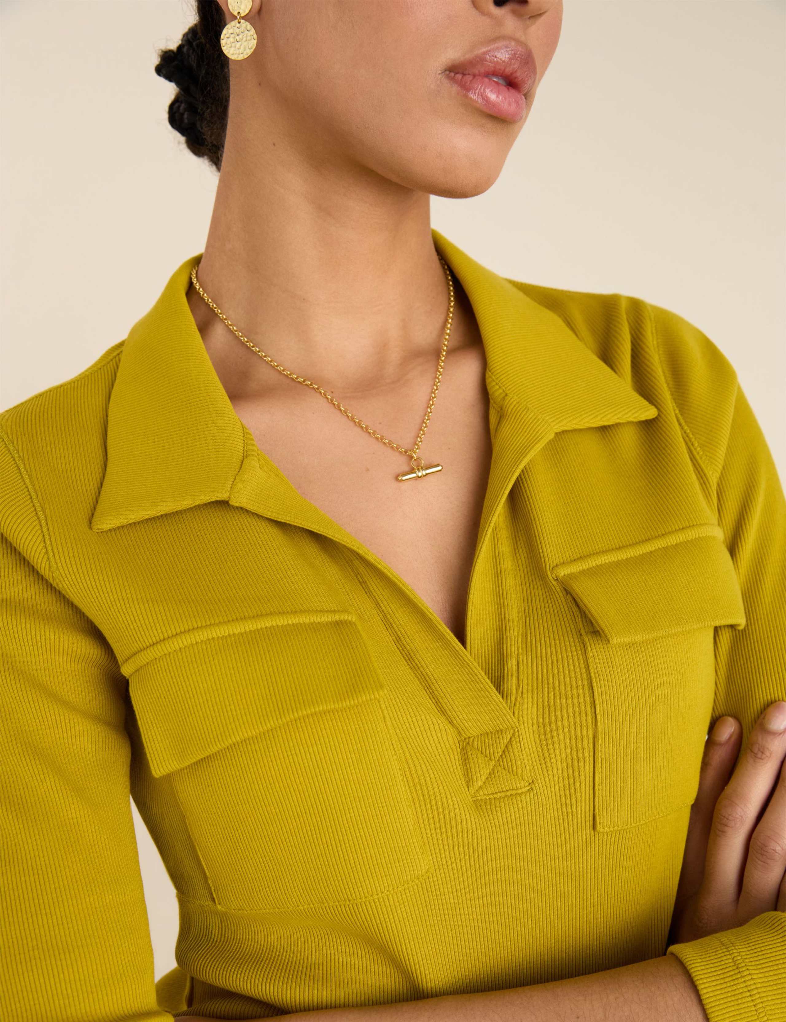 Pure Cotton Ribbed Collared Top 4 of 5