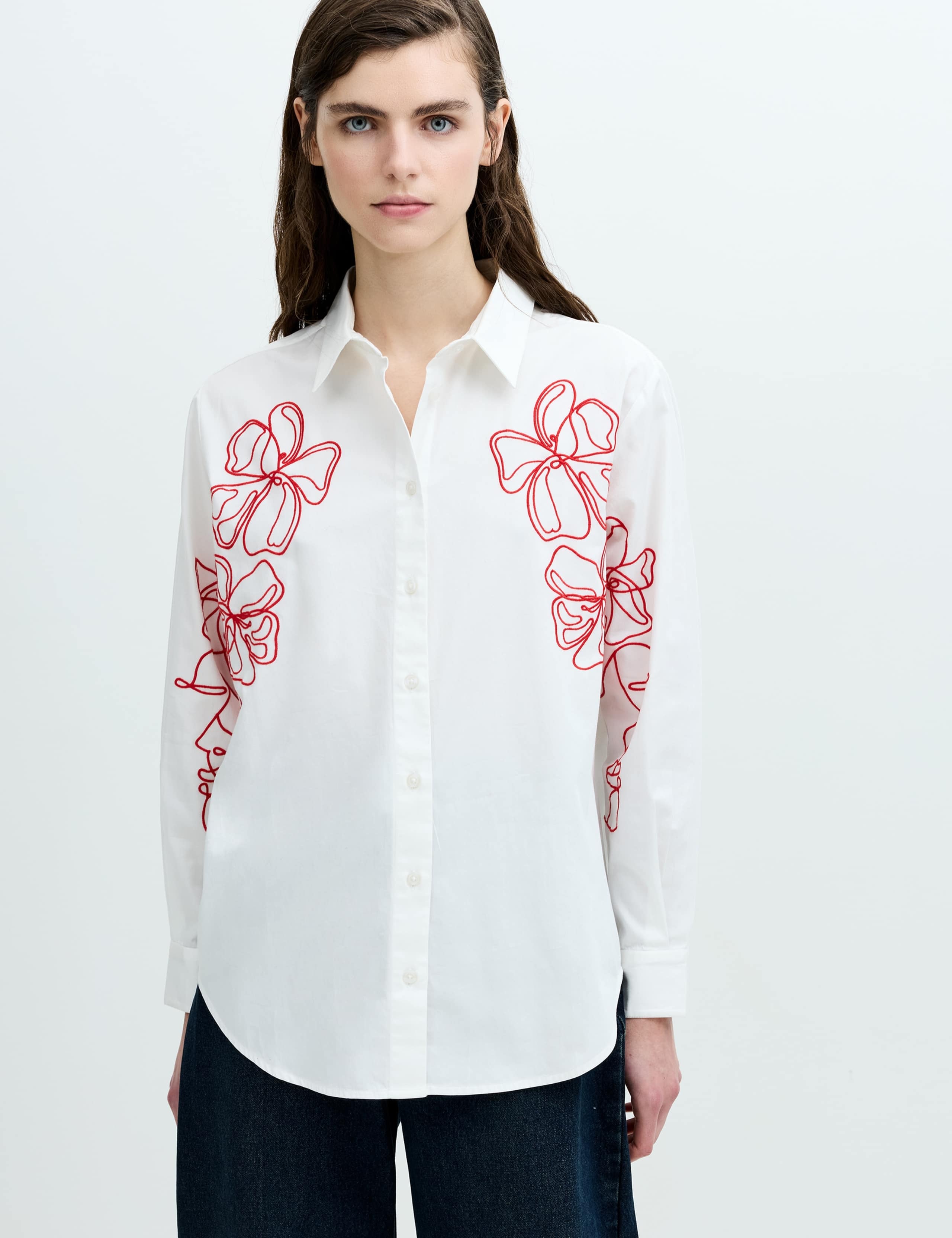 Pure Cotton Floral Embroidered Shirt 1 of 6