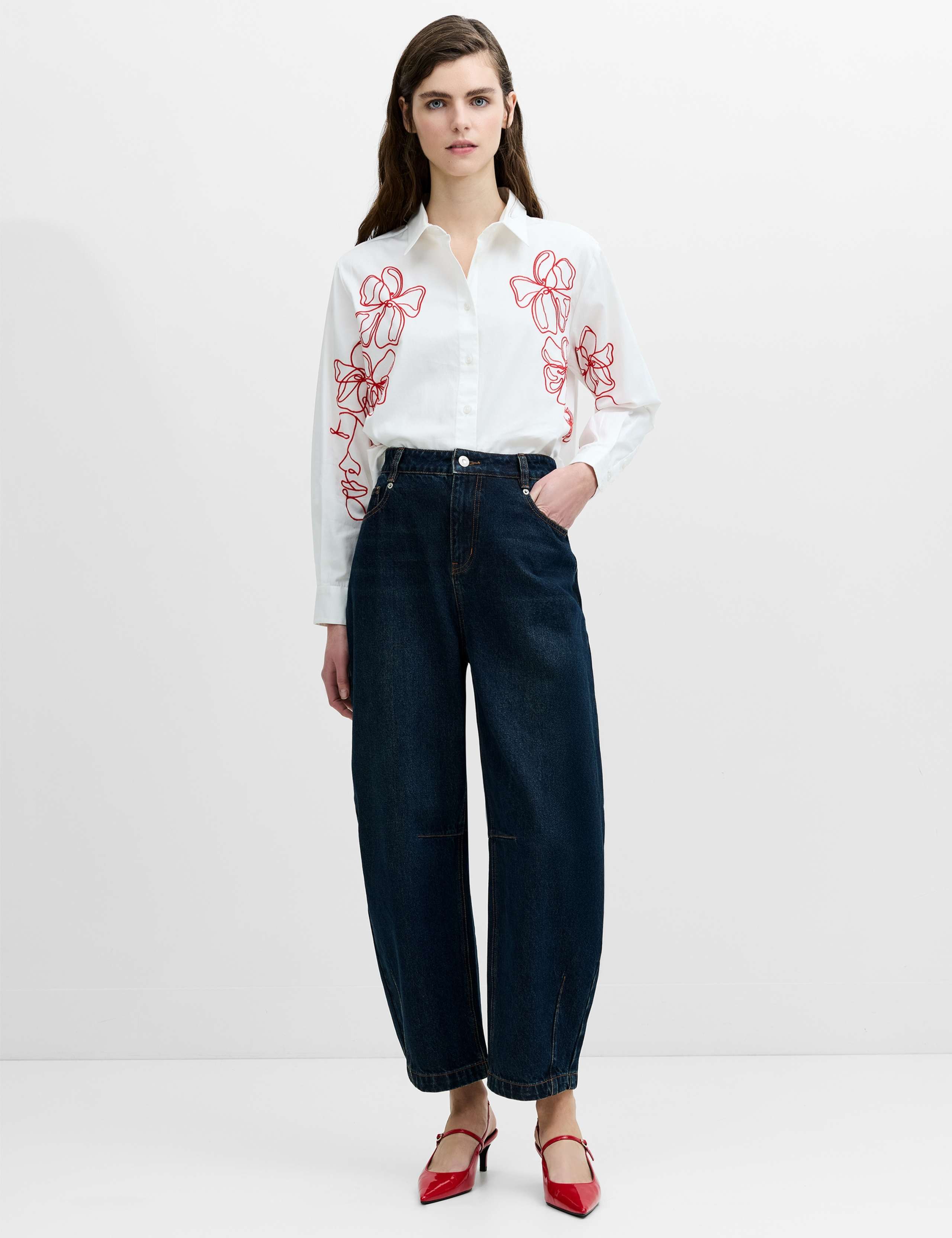 Pure Cotton Floral Embroidered Shirt 4 of 6