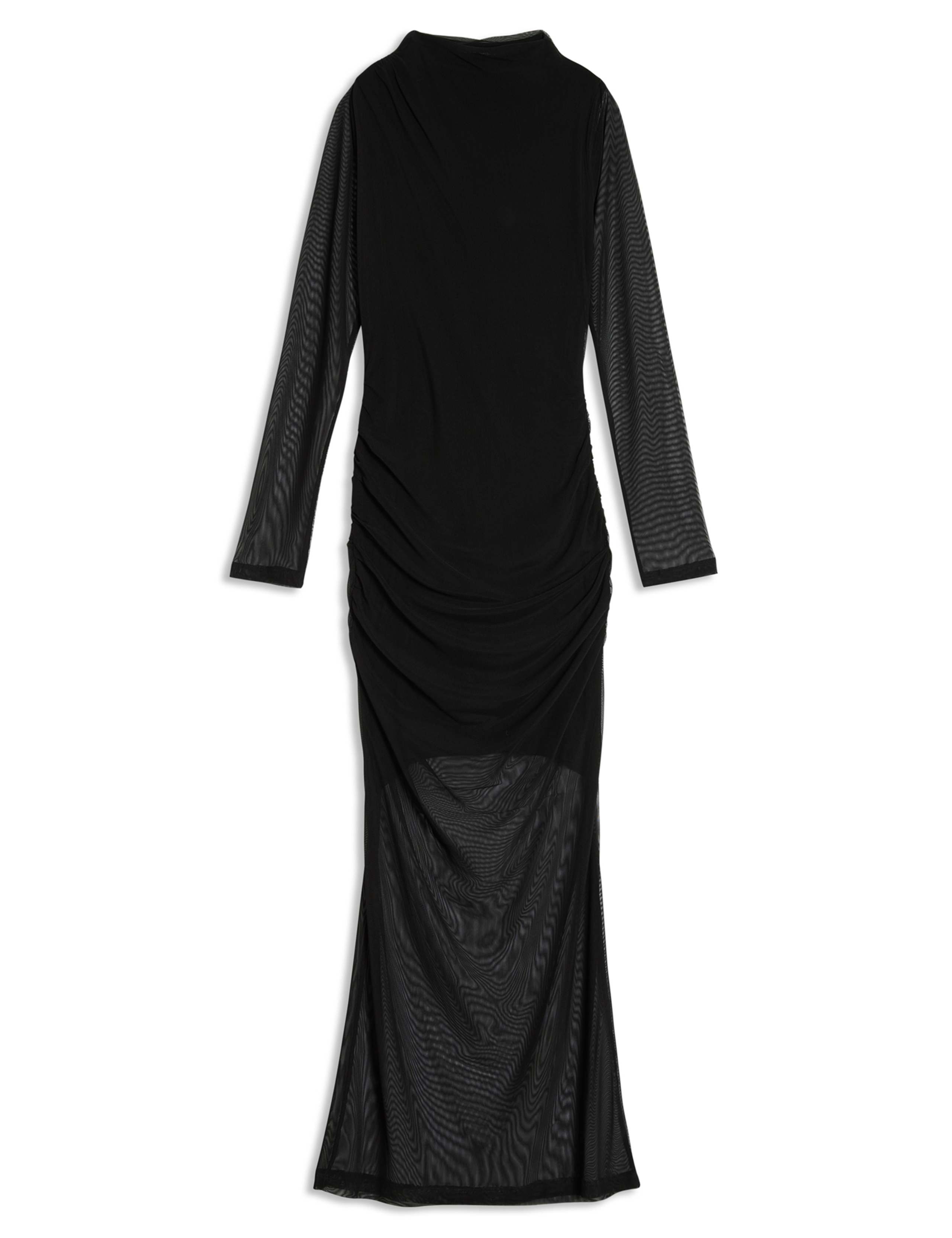 Mesh High Neck Ruched Maxi Bodycon Dress 2 of 7