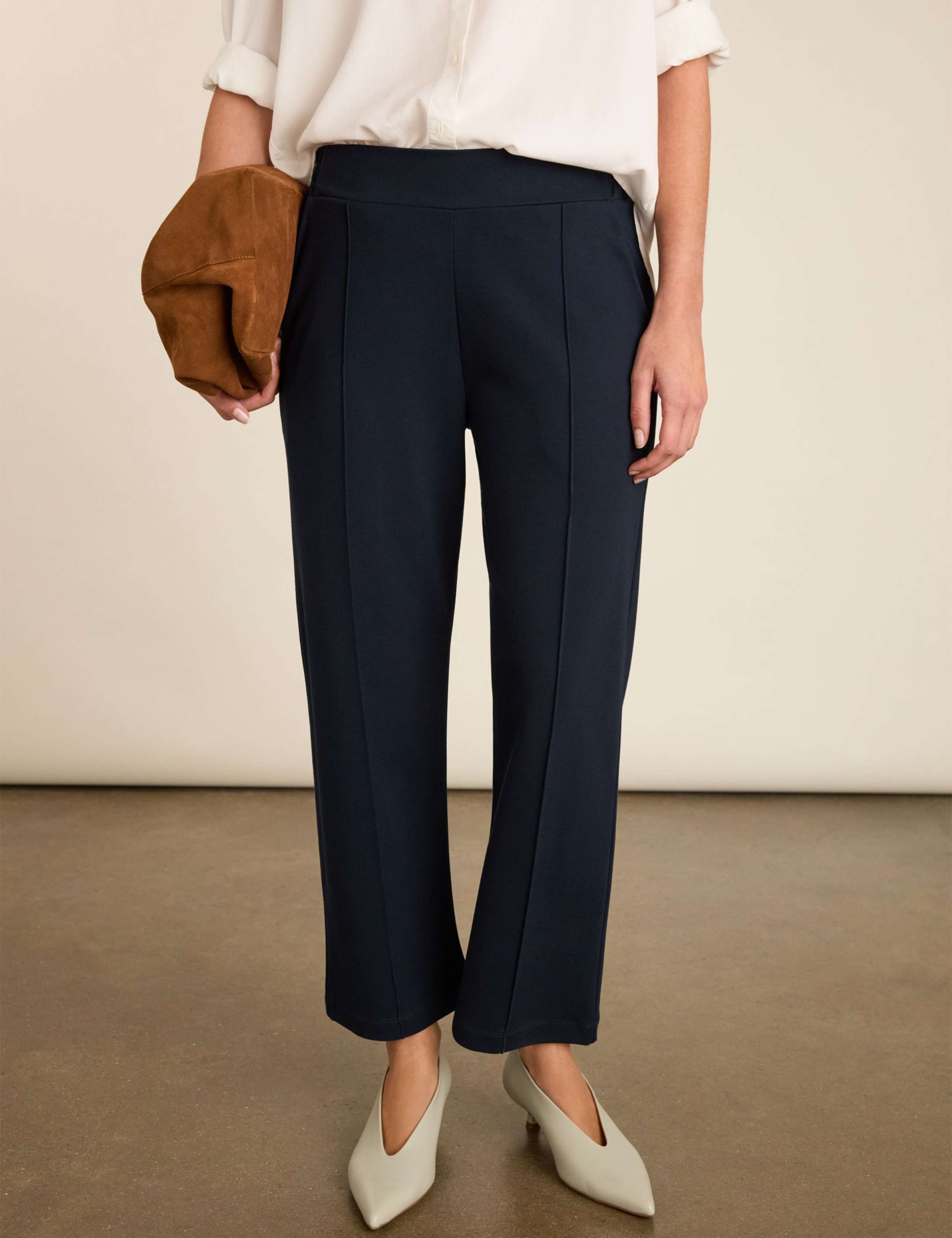 Jersey Straight Leg Cropped Trousers 3 of 5