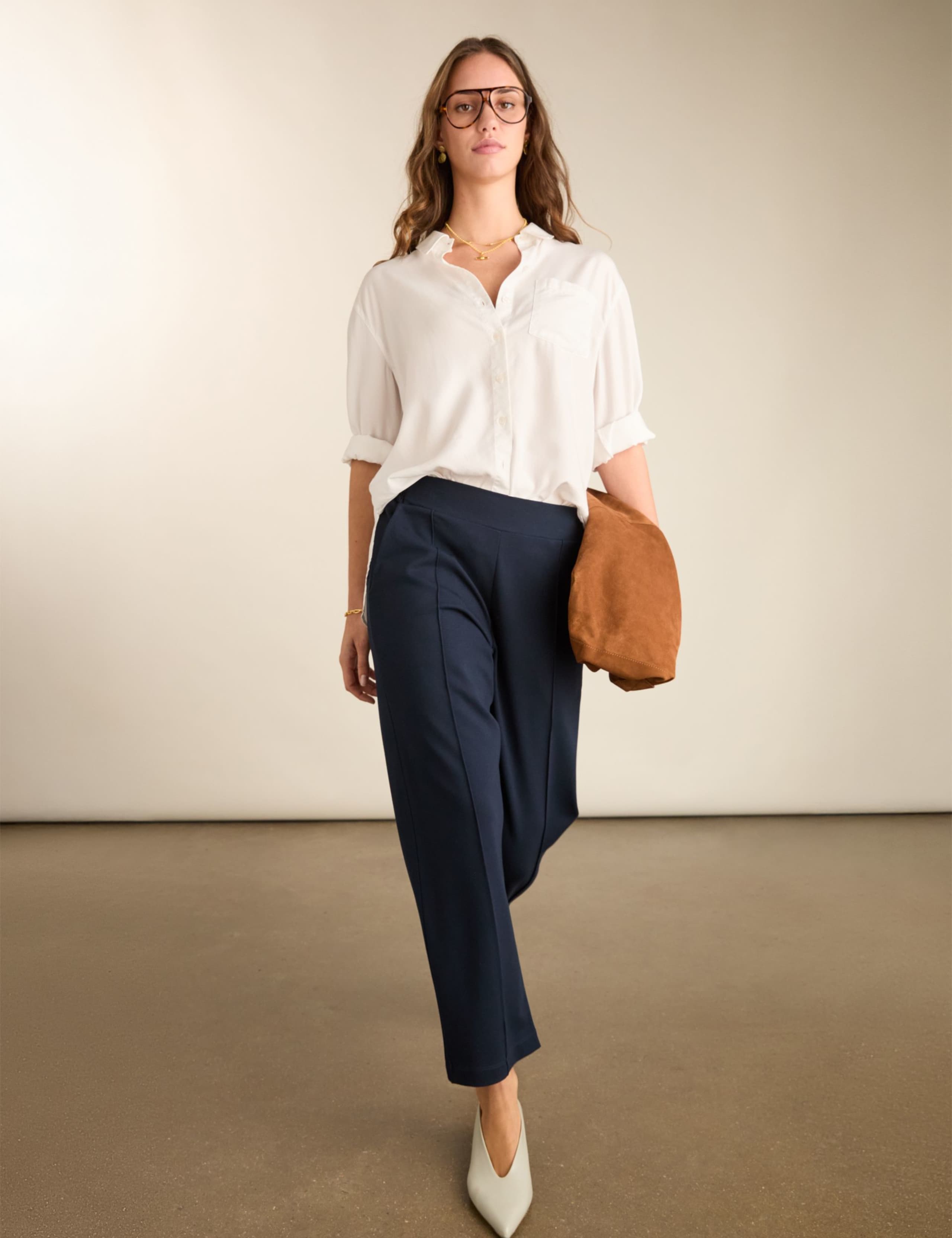 Jersey Straight Leg Cropped Trousers 4 of 5