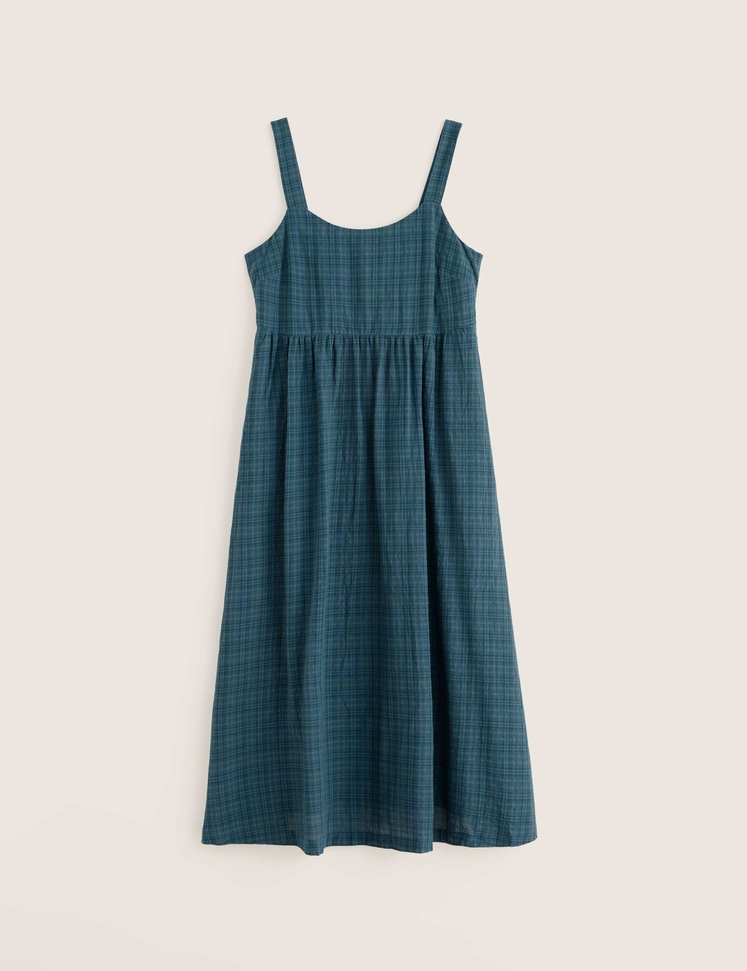 Cotton Rich Checked Seersucker Midi Dress 2 of 5