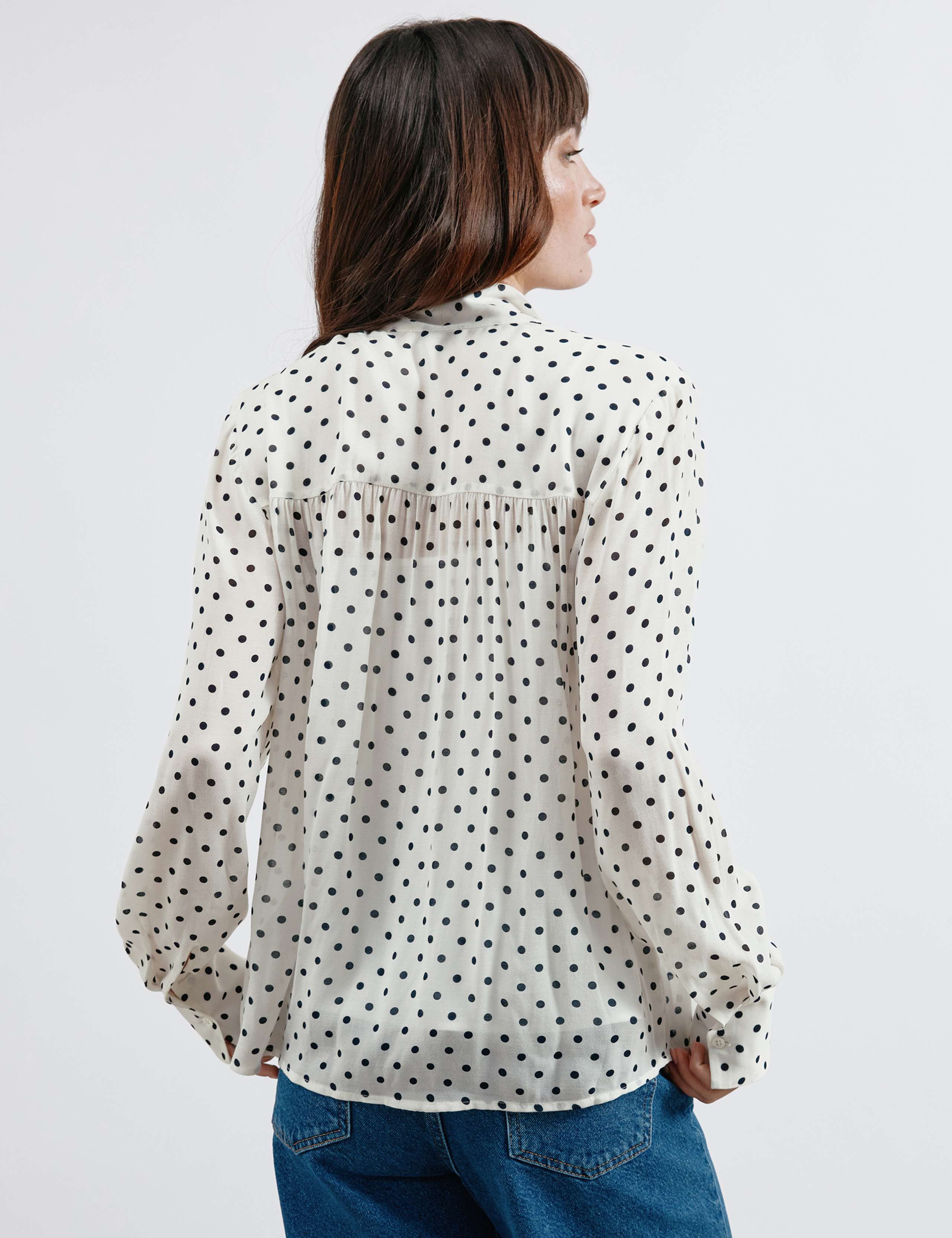 Polka Dot Tie Neck Blouse 5 of 6