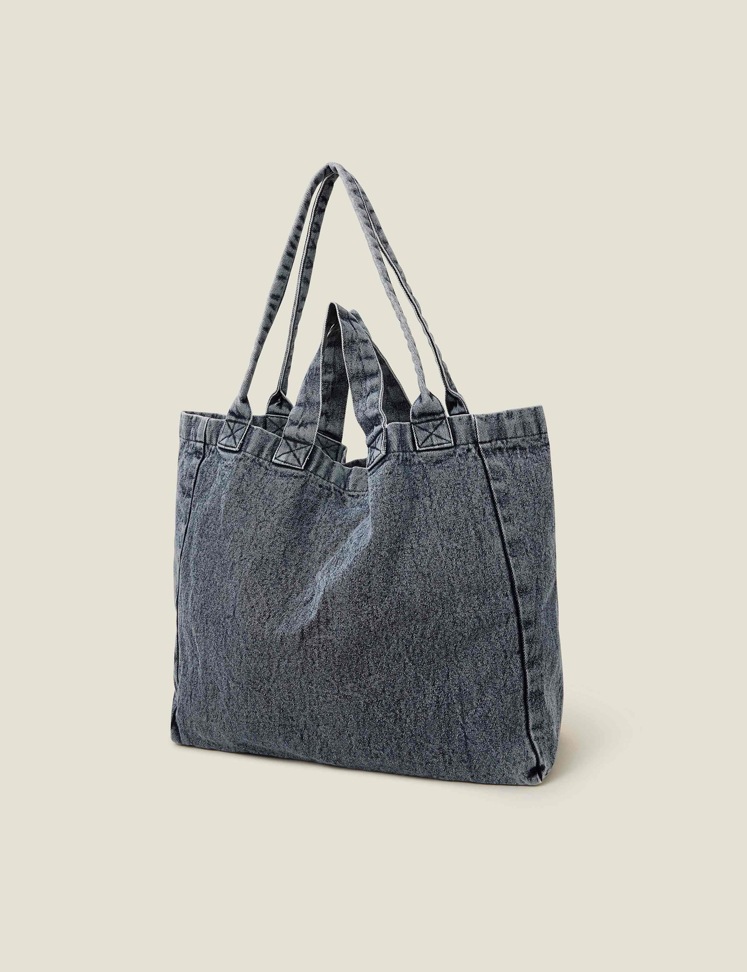 Washed Denim Double Strap Tote Bag 2 of 4