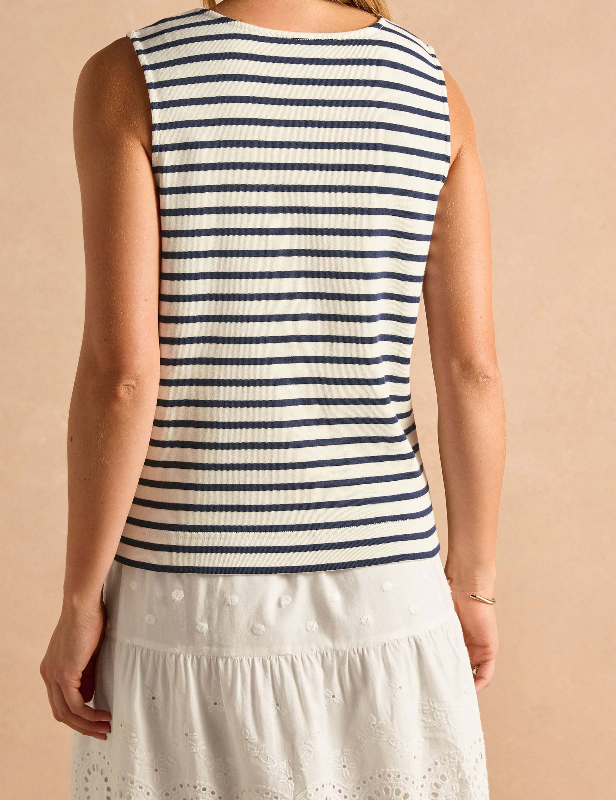 Pure Cotton Striped Button Through Vest 6 of 8