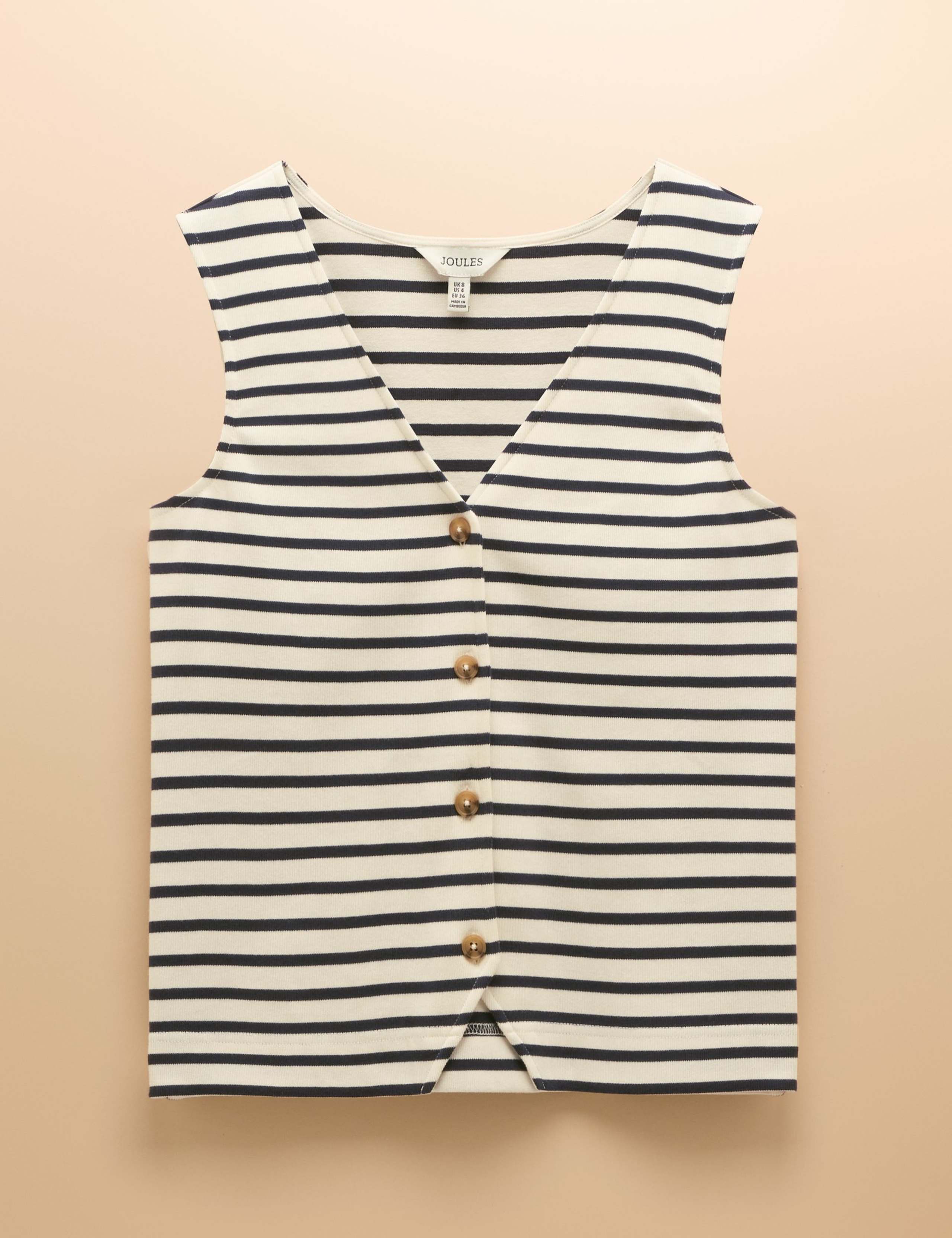 Pure Cotton Striped Button Through Vest 2 of 8