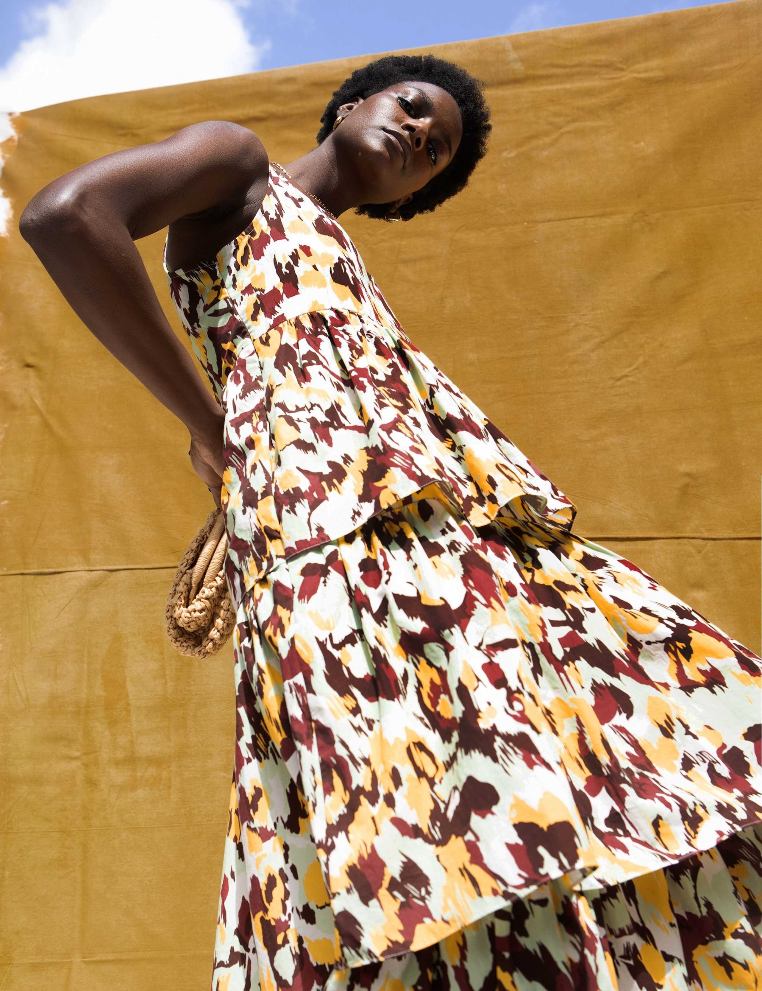 Pure Cotton Printed Midaxi Tiered Dress 6 of 6