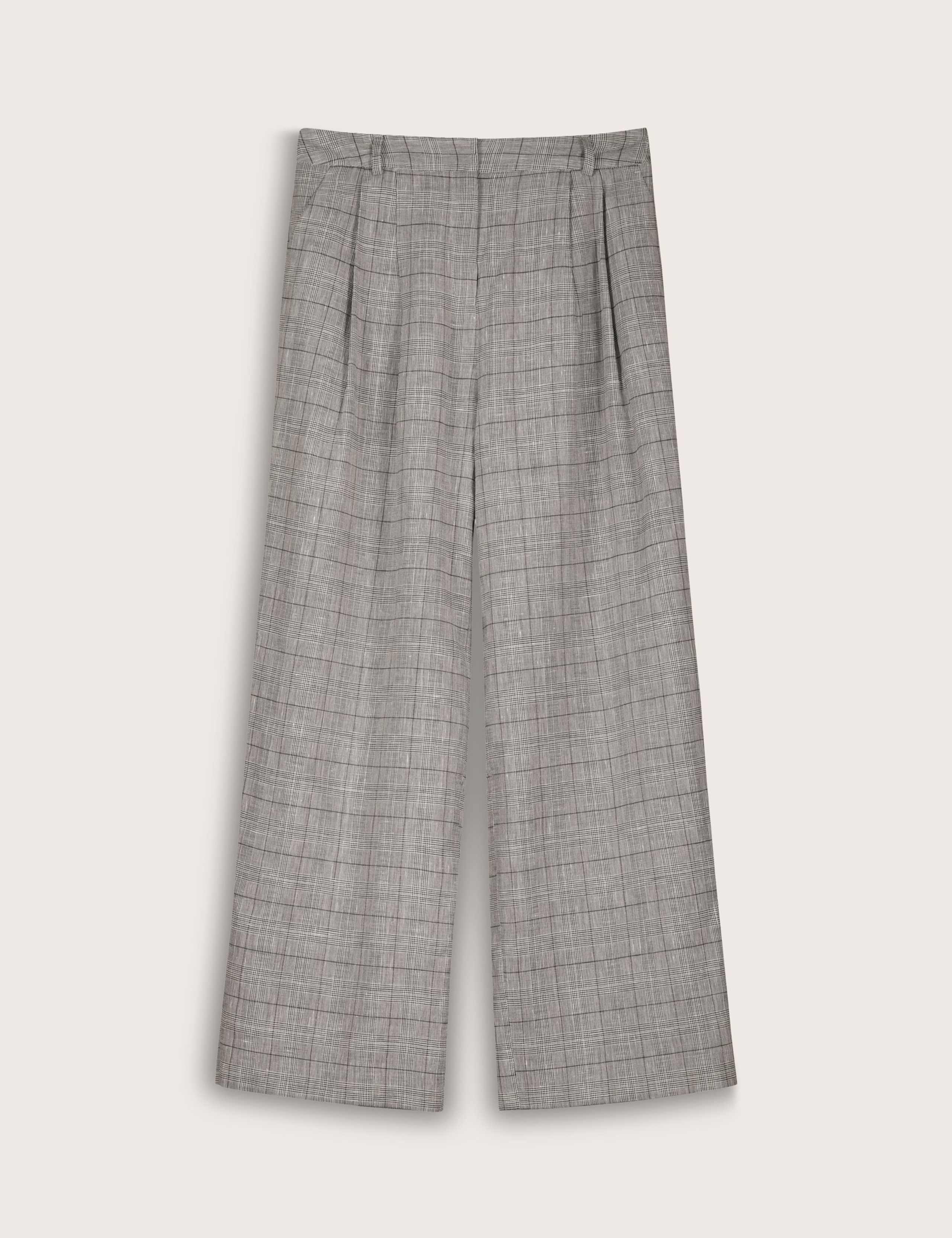 Wool Blend Checked Tailored Wide Leg Trousers 2 of 7