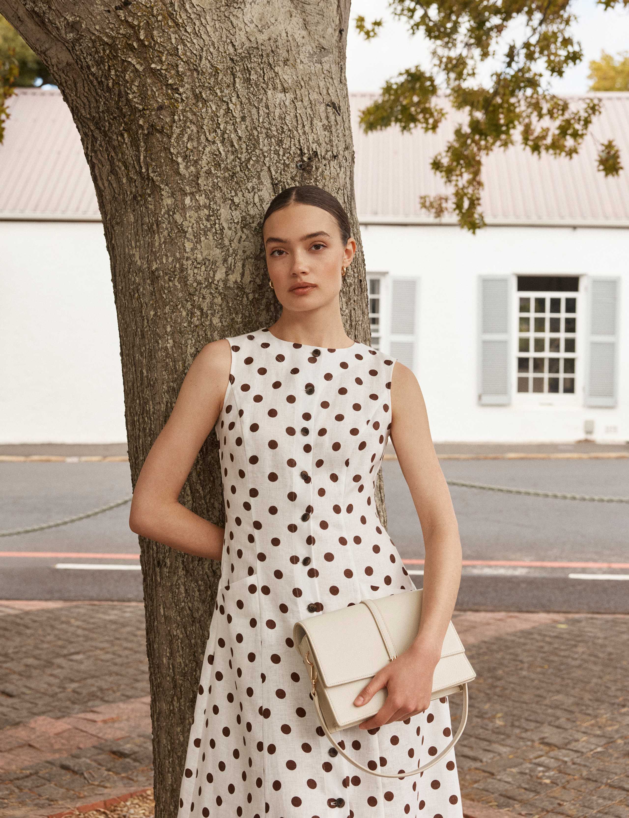 Pure Linen Button Through Midi Waisted Dress 4 of 9