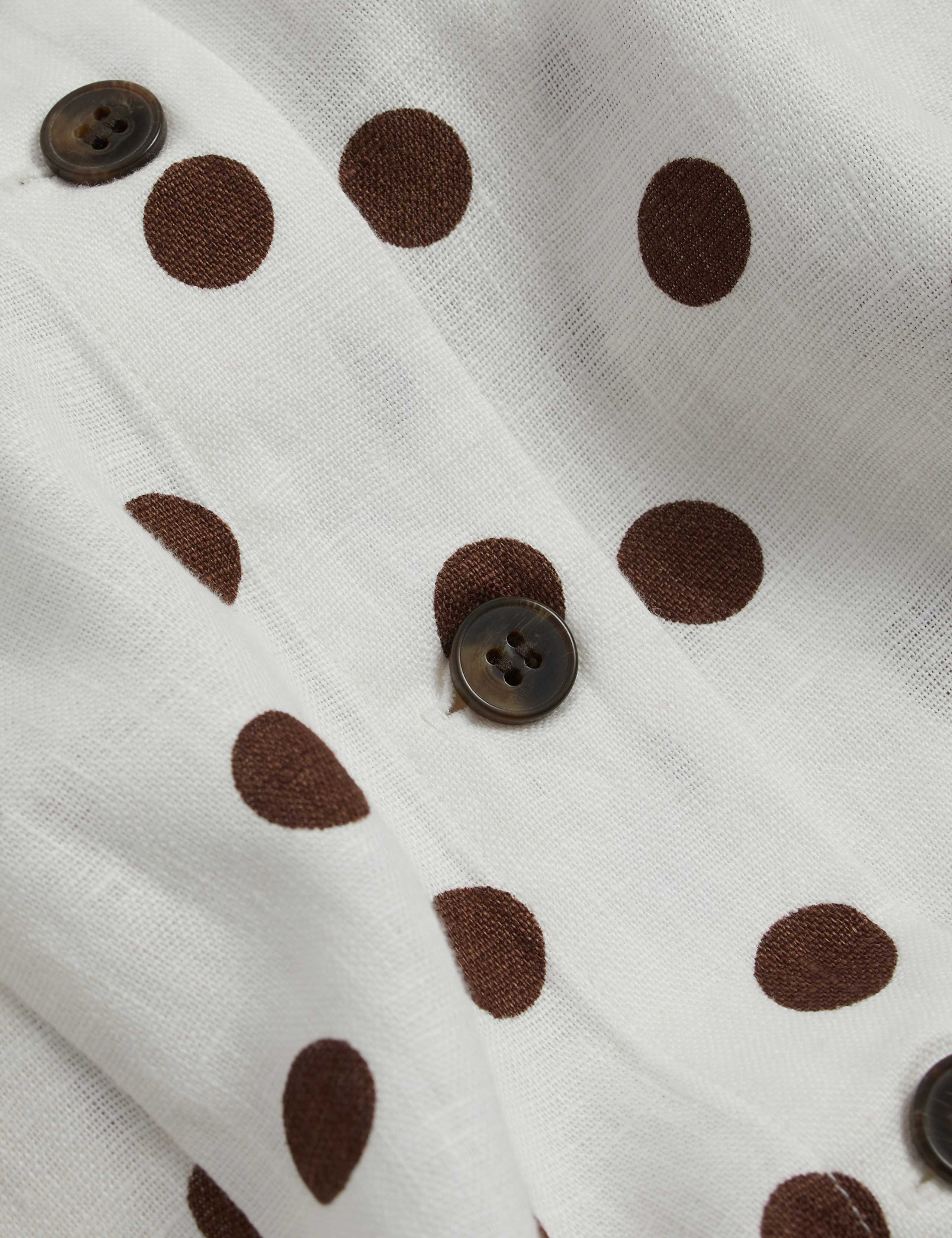 Pure Linen Button Through Midi Waisted Dress 9 of 9