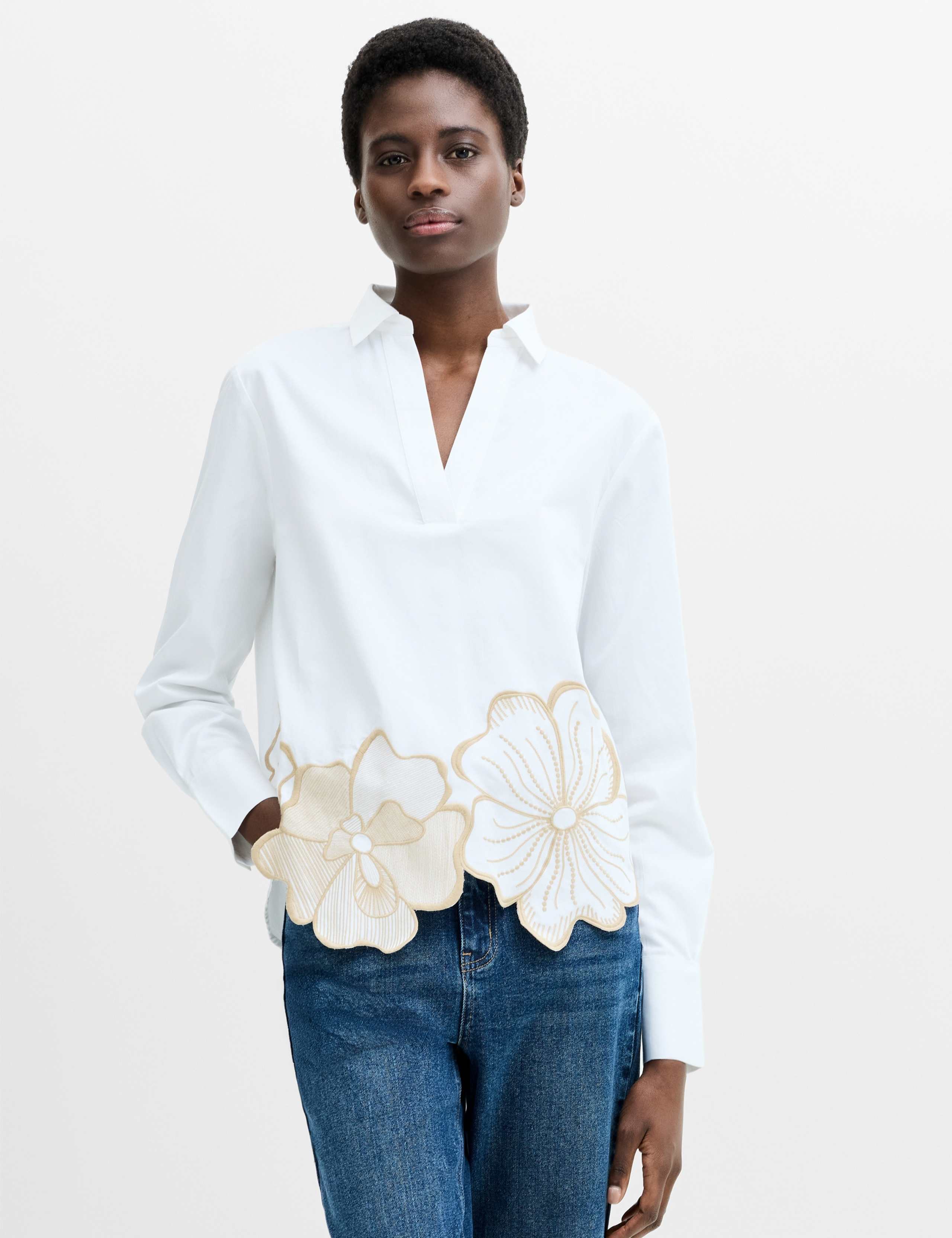 Pure Cotton Floral Embroidered Shirt 1 of 6