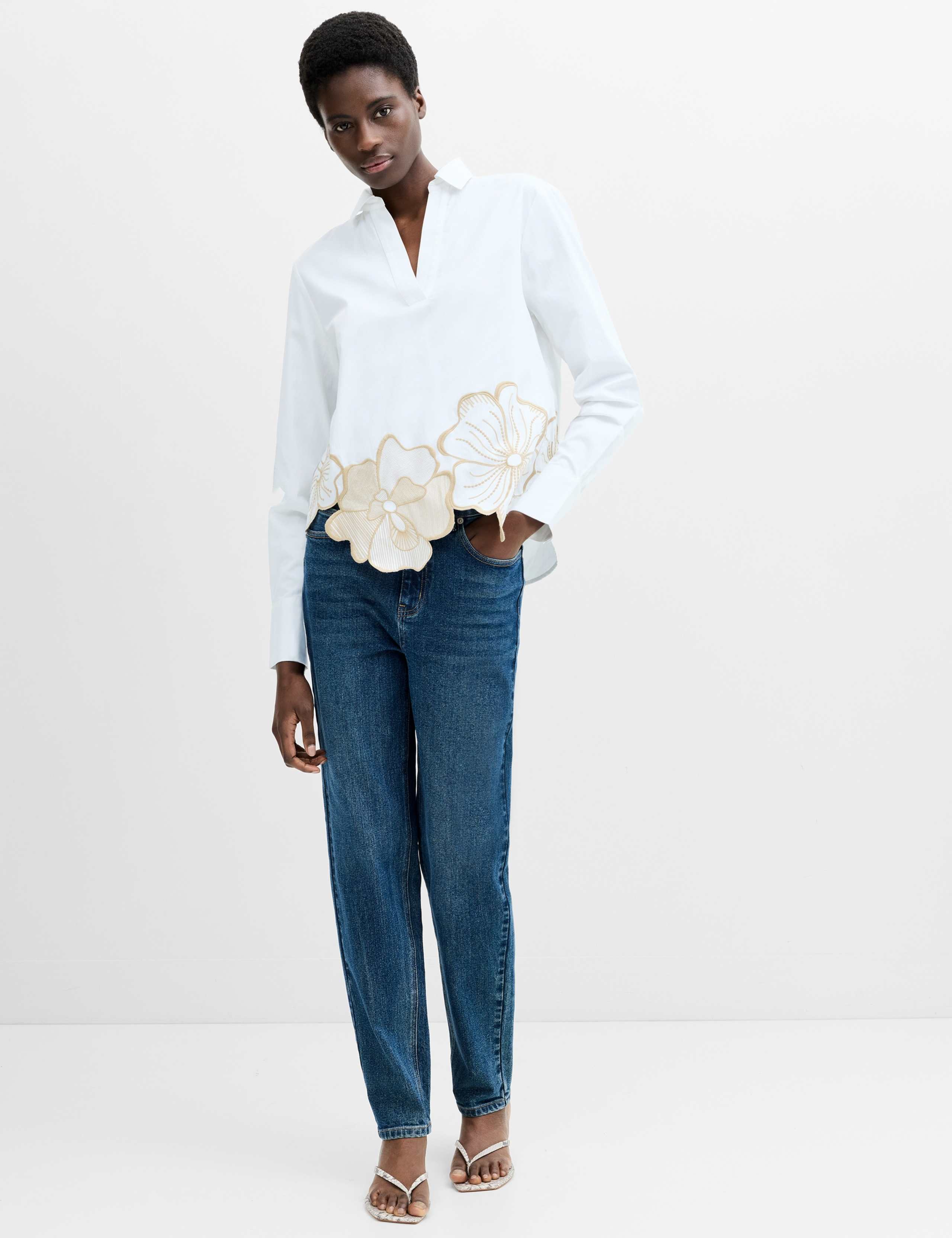 Pure Cotton Floral Embroidered Shirt 4 of 6