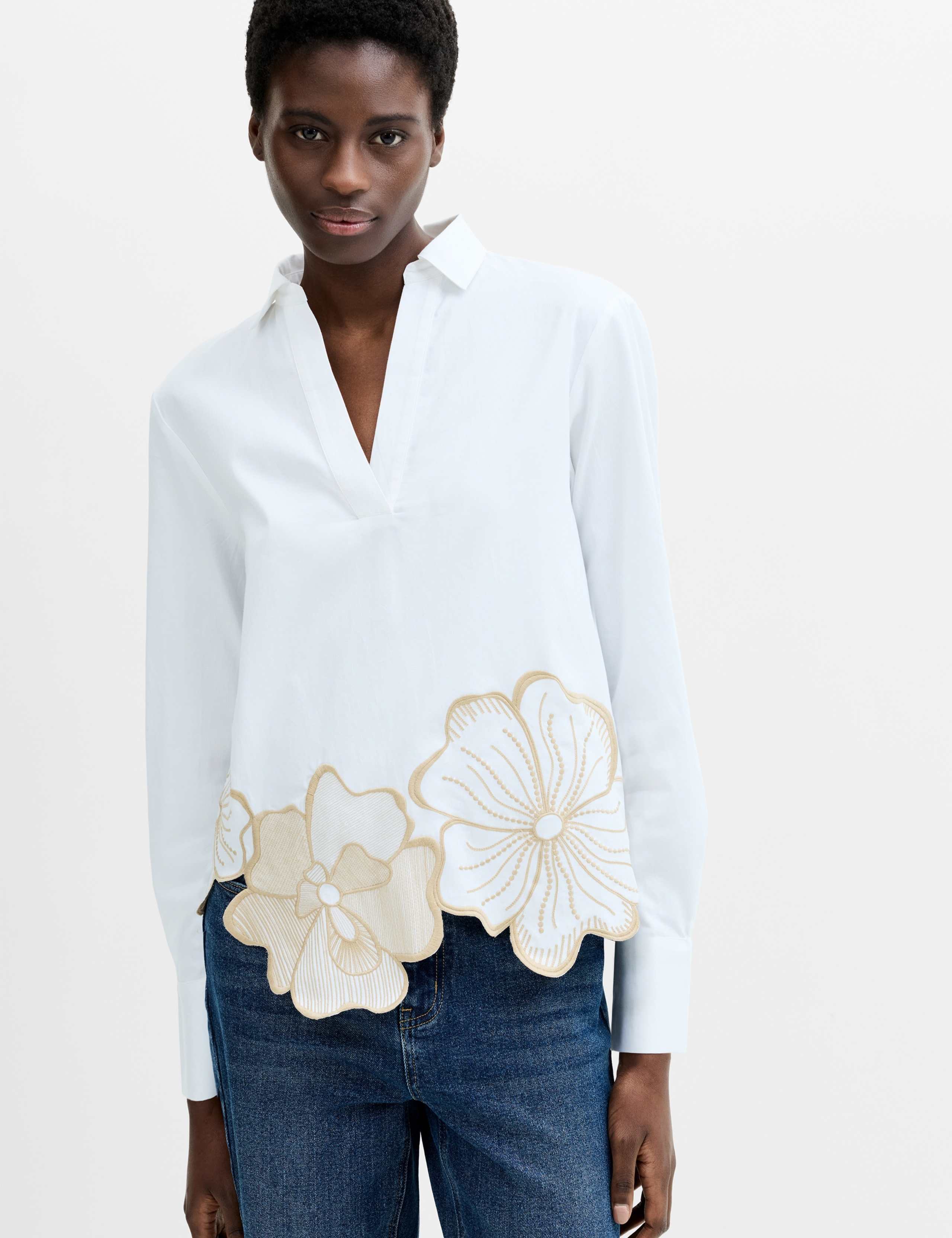 Pure Cotton Floral Embroidered Shirt 5 of 6