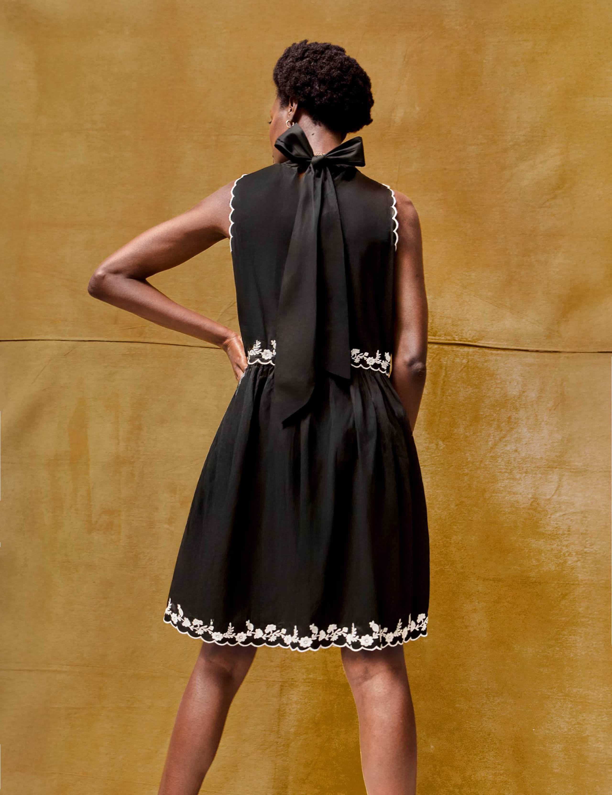 Cotton Rich Embroidered Scallop Short Dress 4 of 5