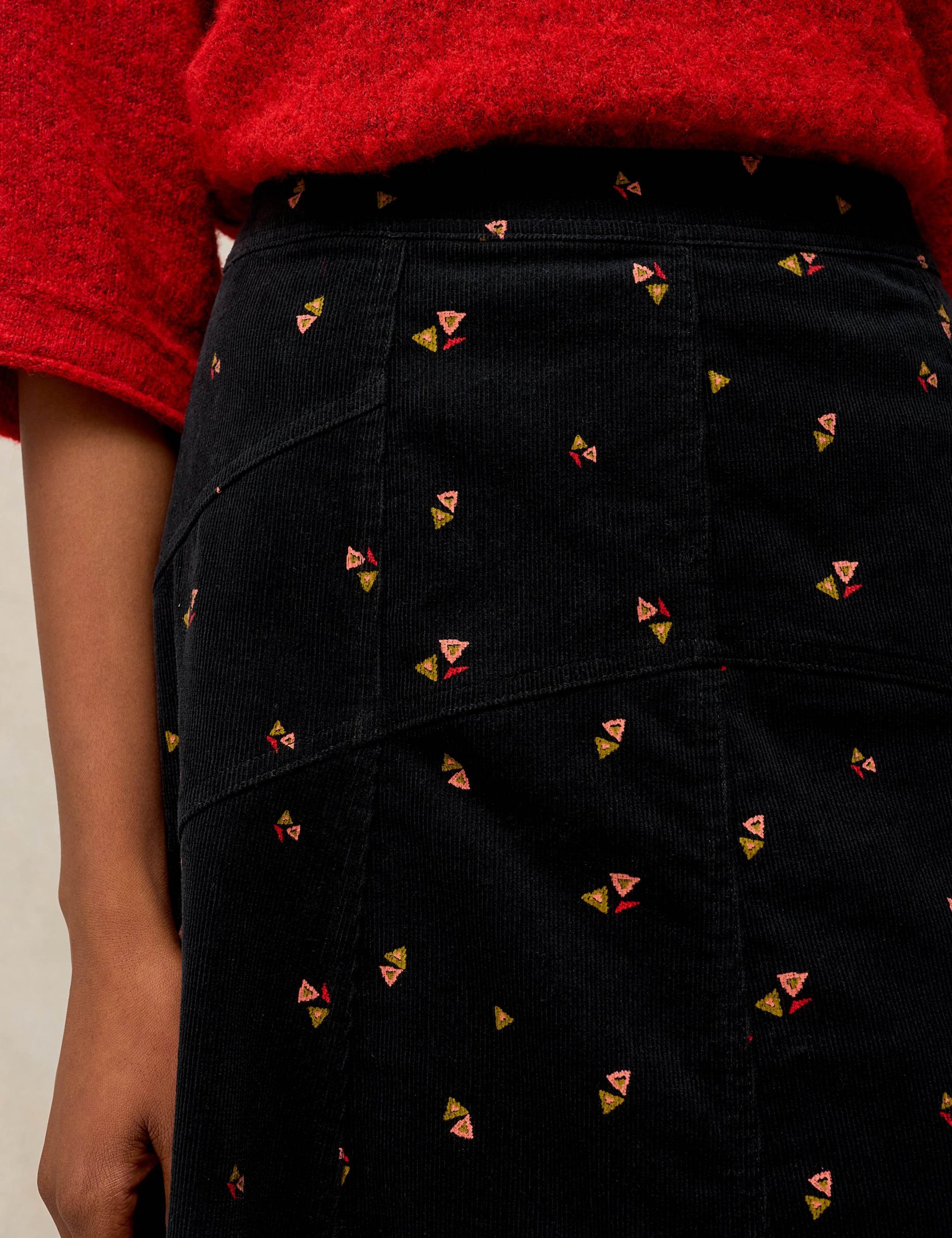 Patterned Cotton Flared Midi Skirt 5 of 6
