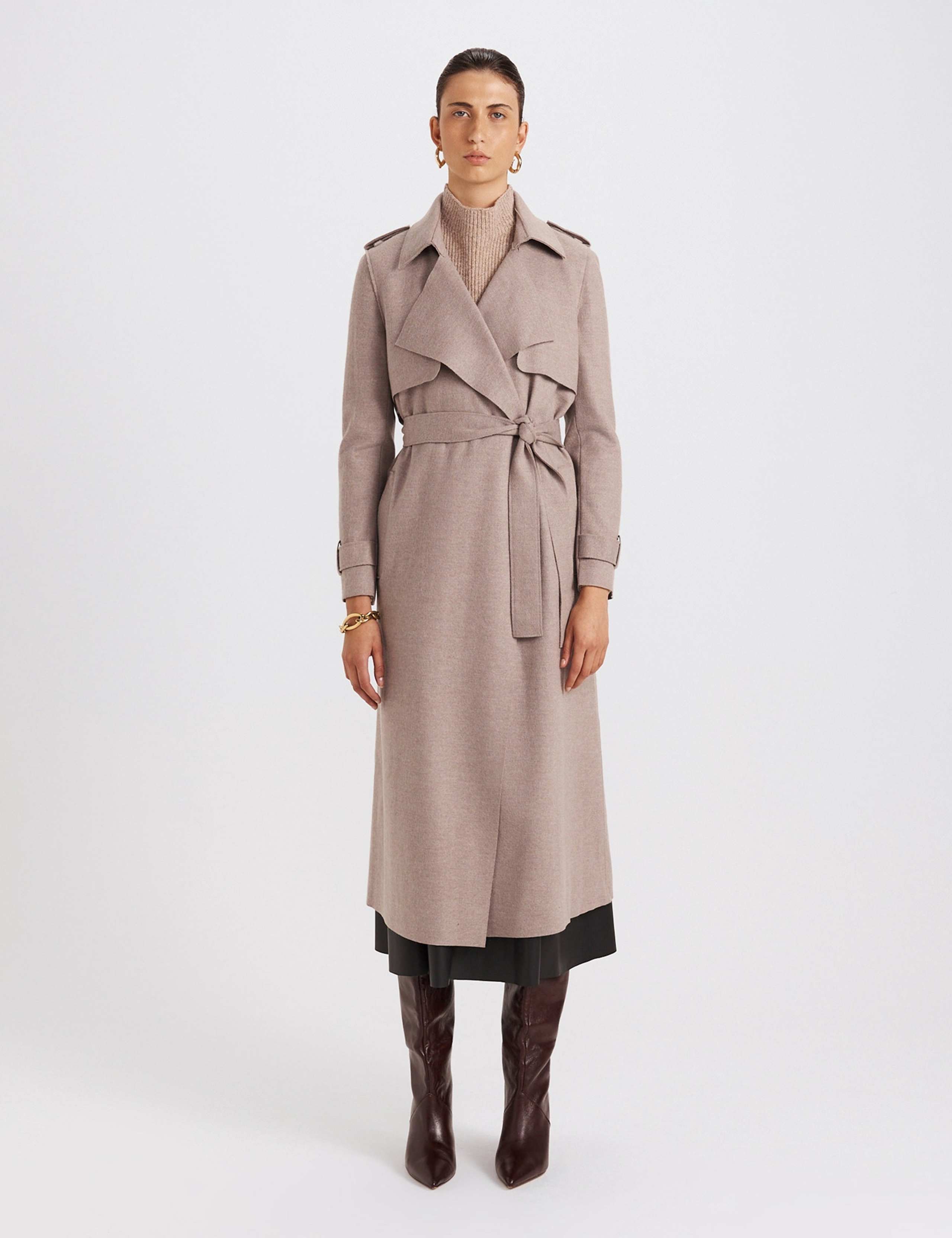 Pure Wool Collared Trench Coat 1 of 8