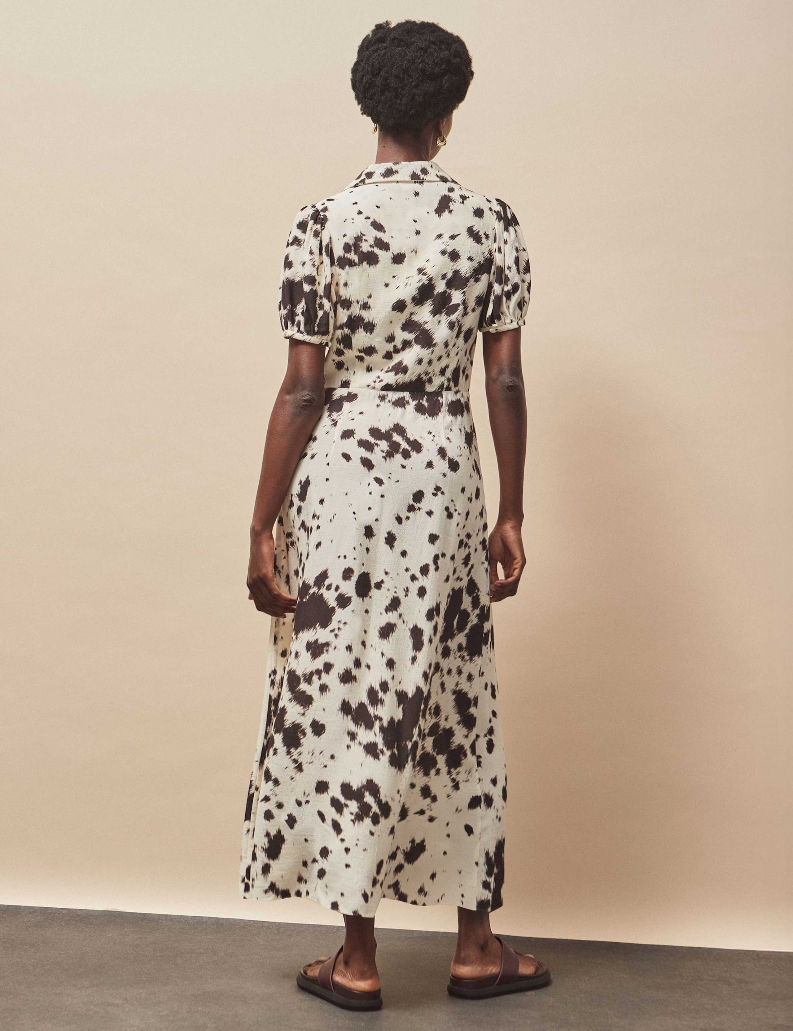 Animal Print Collared Midi Shirt Dress 2 of 5