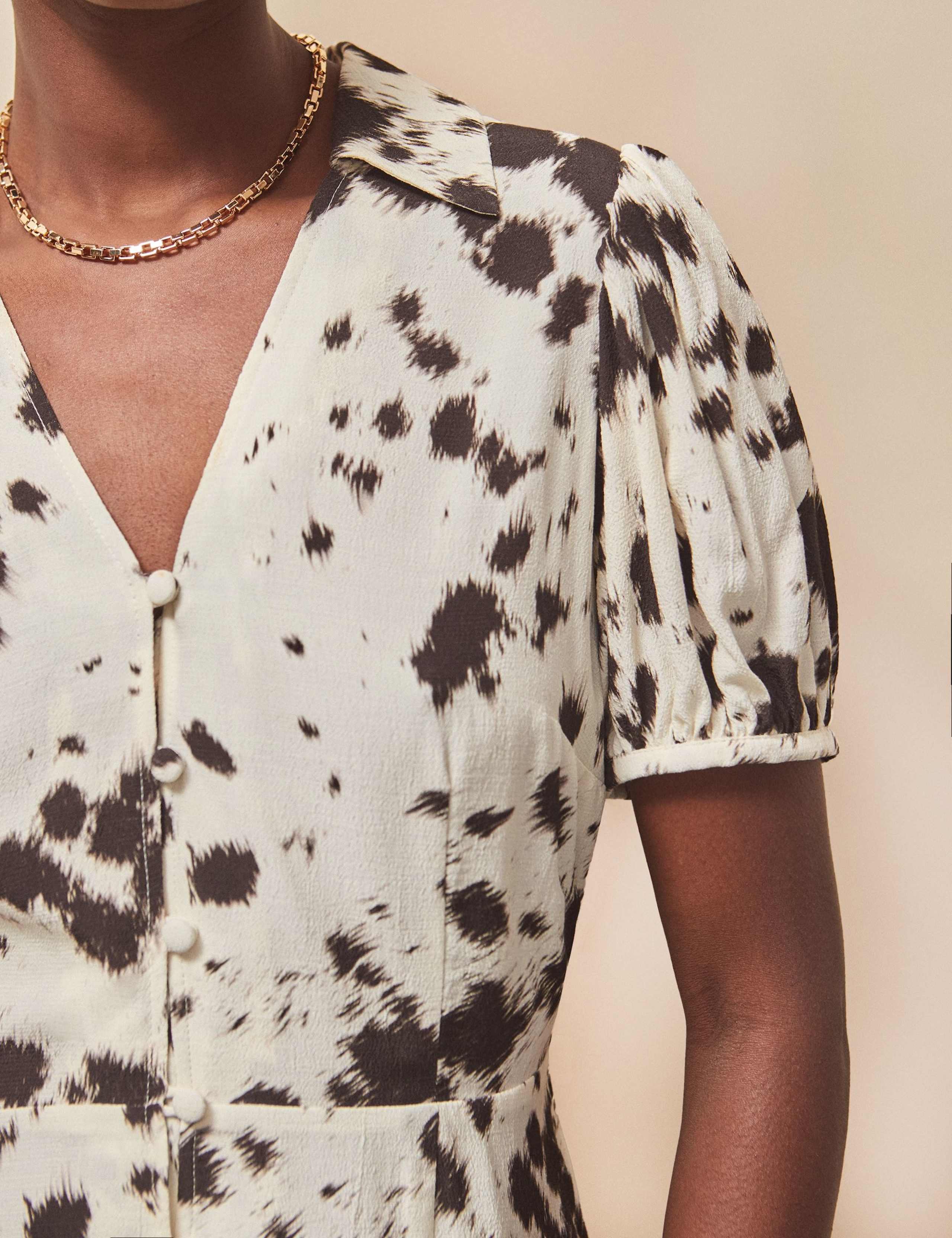 Animal Print Collared Midi Shirt Dress 5 of 5