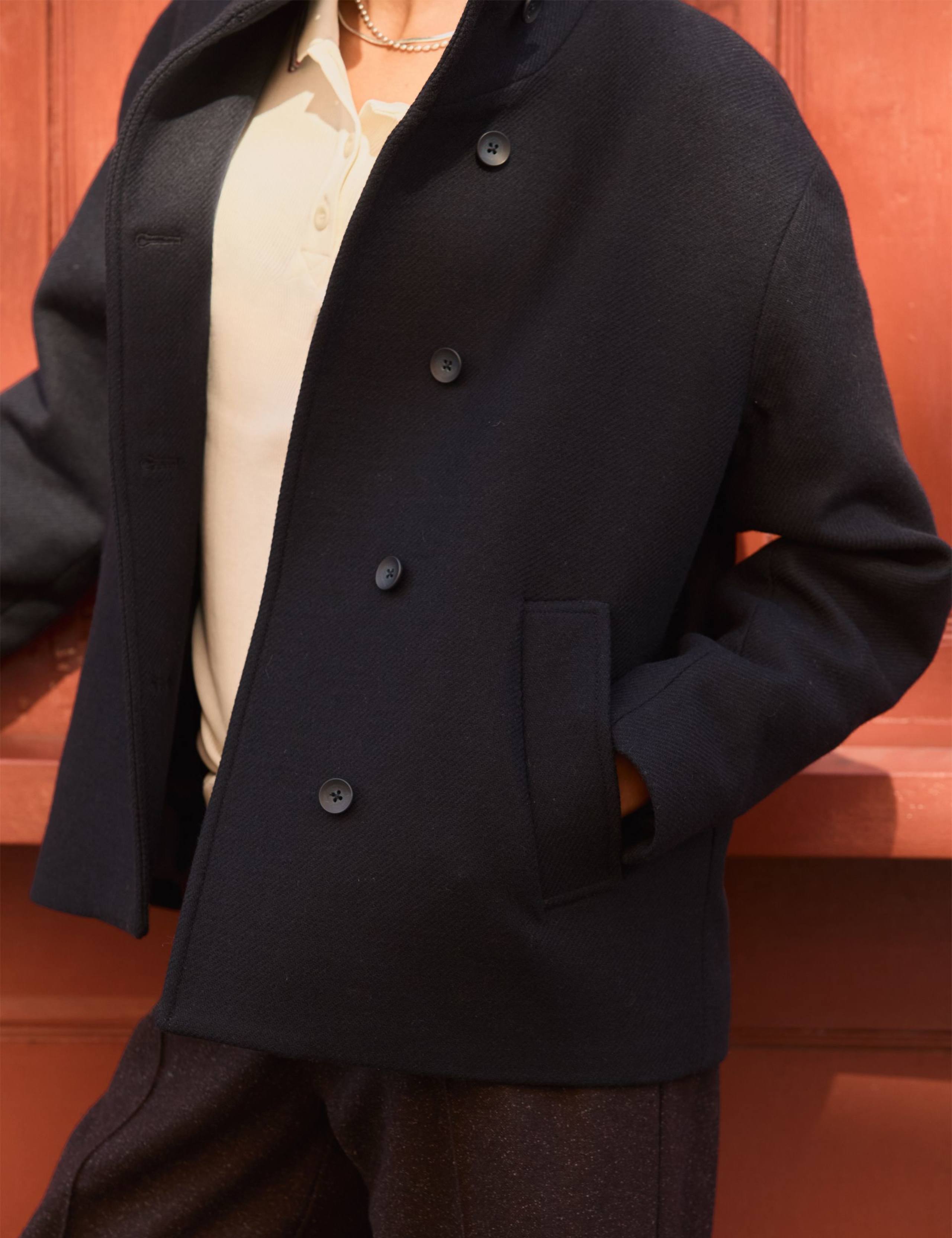 Wool Rich High Neck Cropped Coat 2 of 5