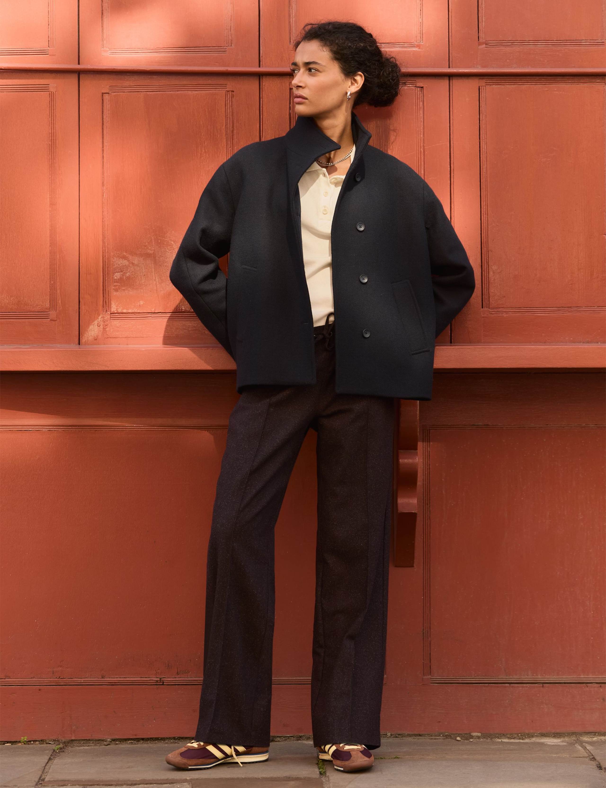Wool Rich High Neck Cropped Coat 4 of 5