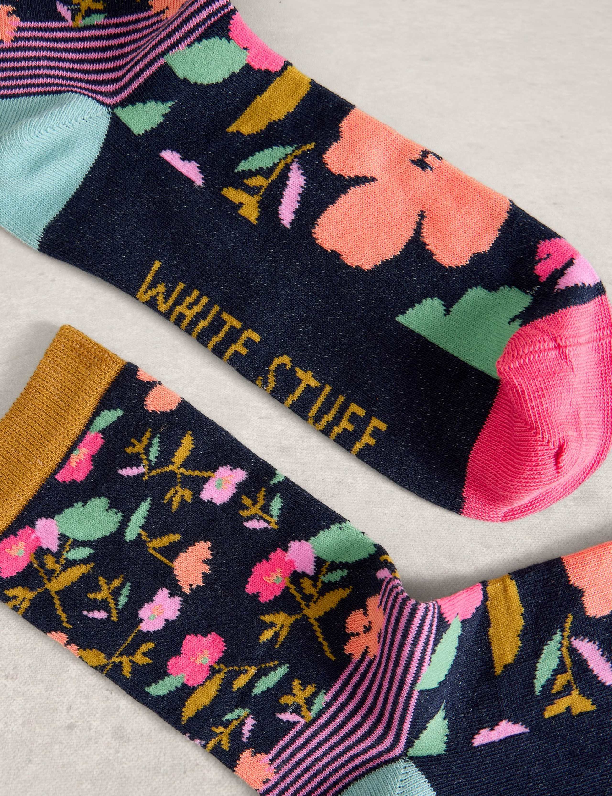 Cotton Rich Floral Ankle High Socks 2 of 2
