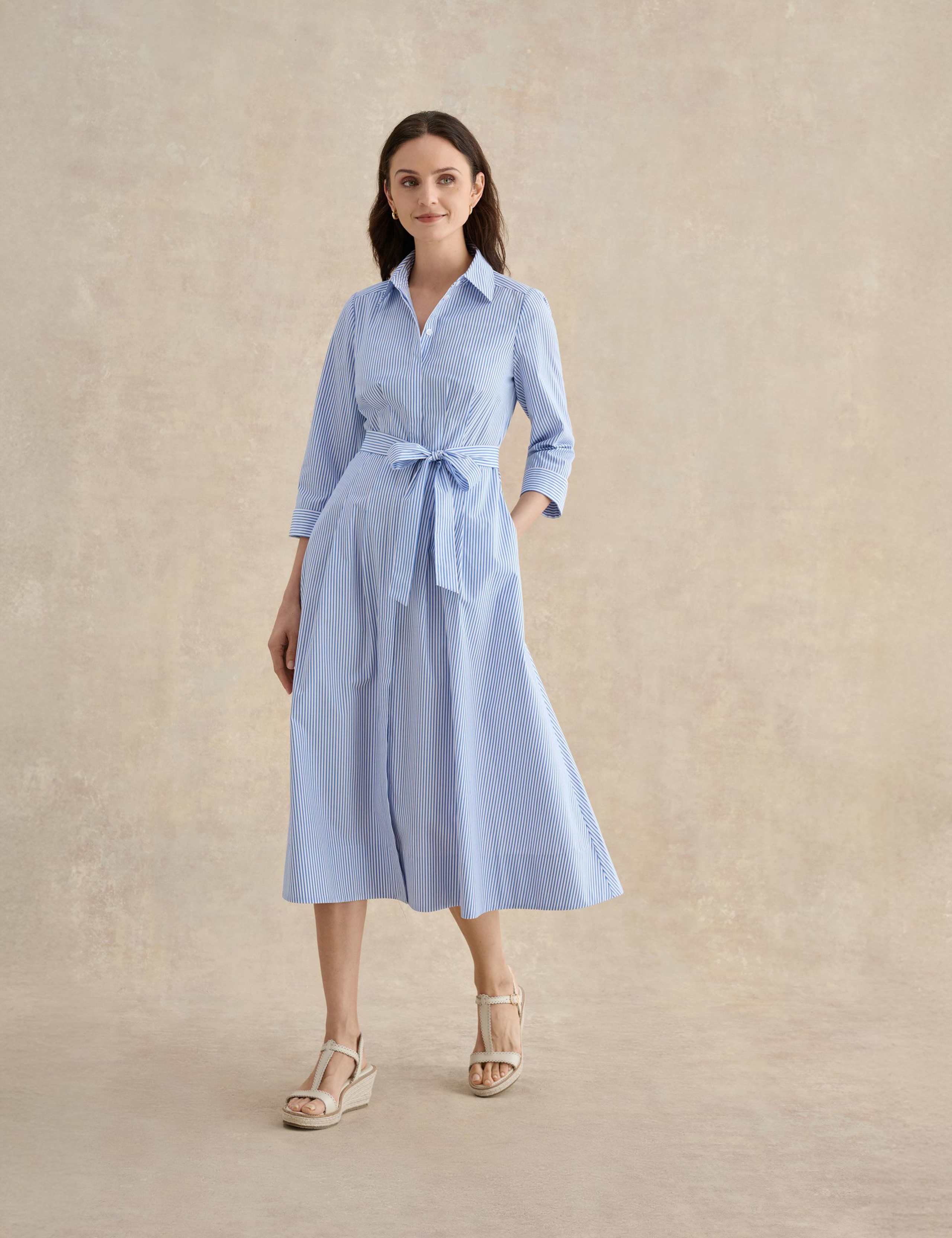 Cotton Rich Striped Midi Shirt Dress 3 of 5