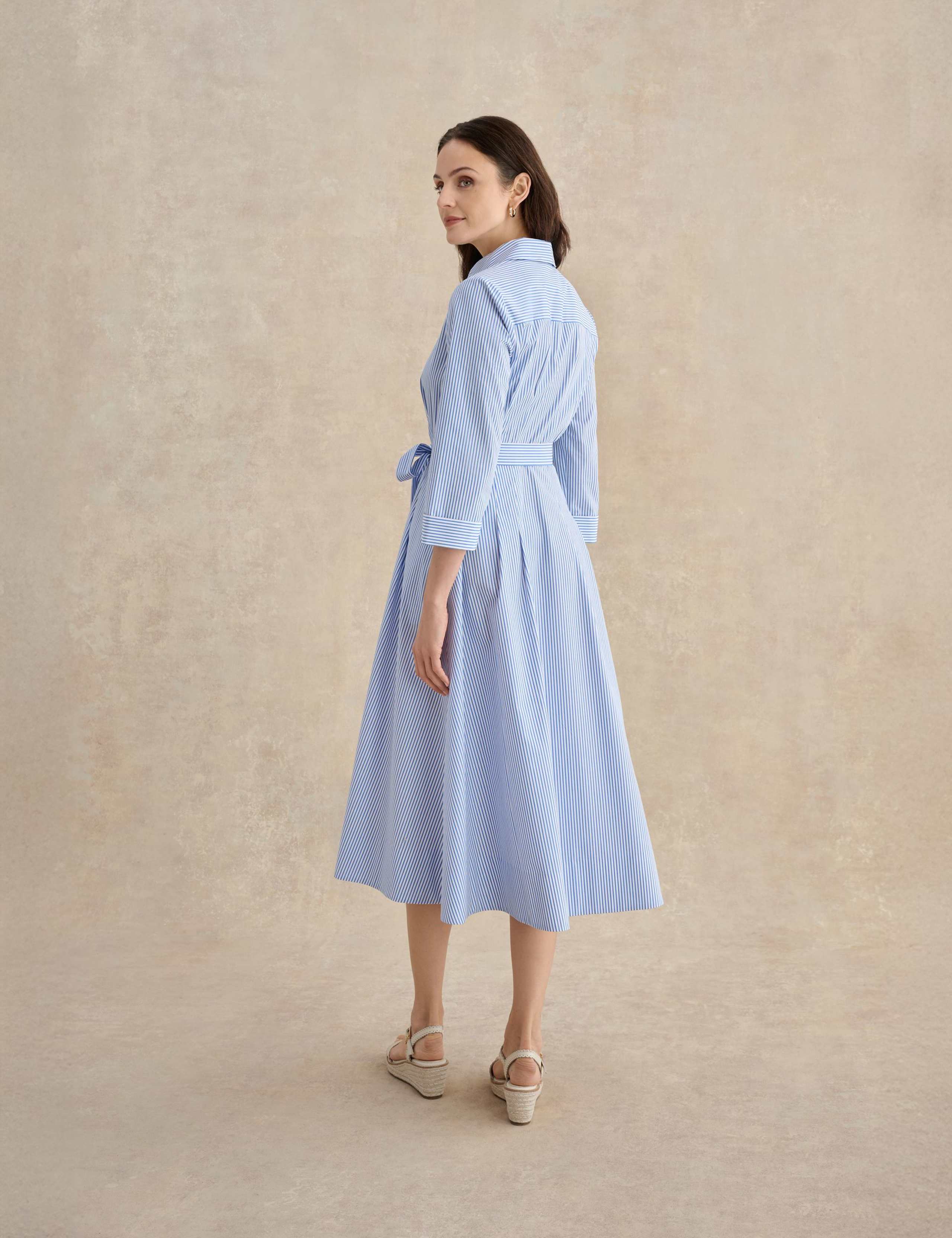 Cotton Rich Striped Midi Shirt Dress 4 of 5