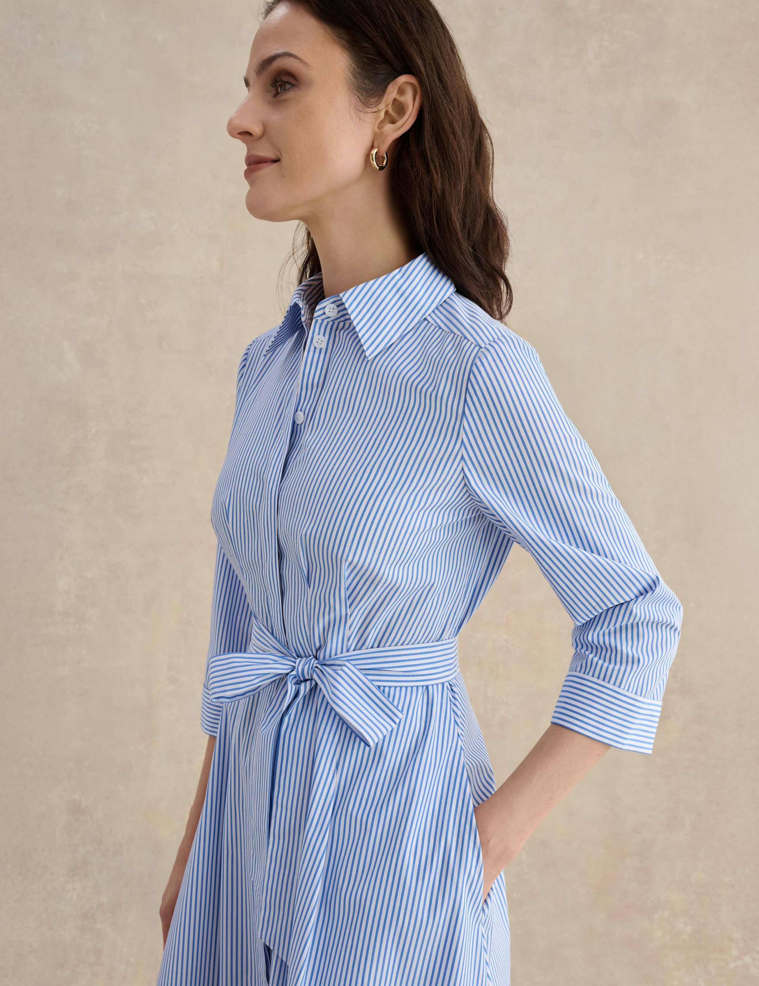 Cotton Rich Striped Midi Shirt Dress 5 of 5