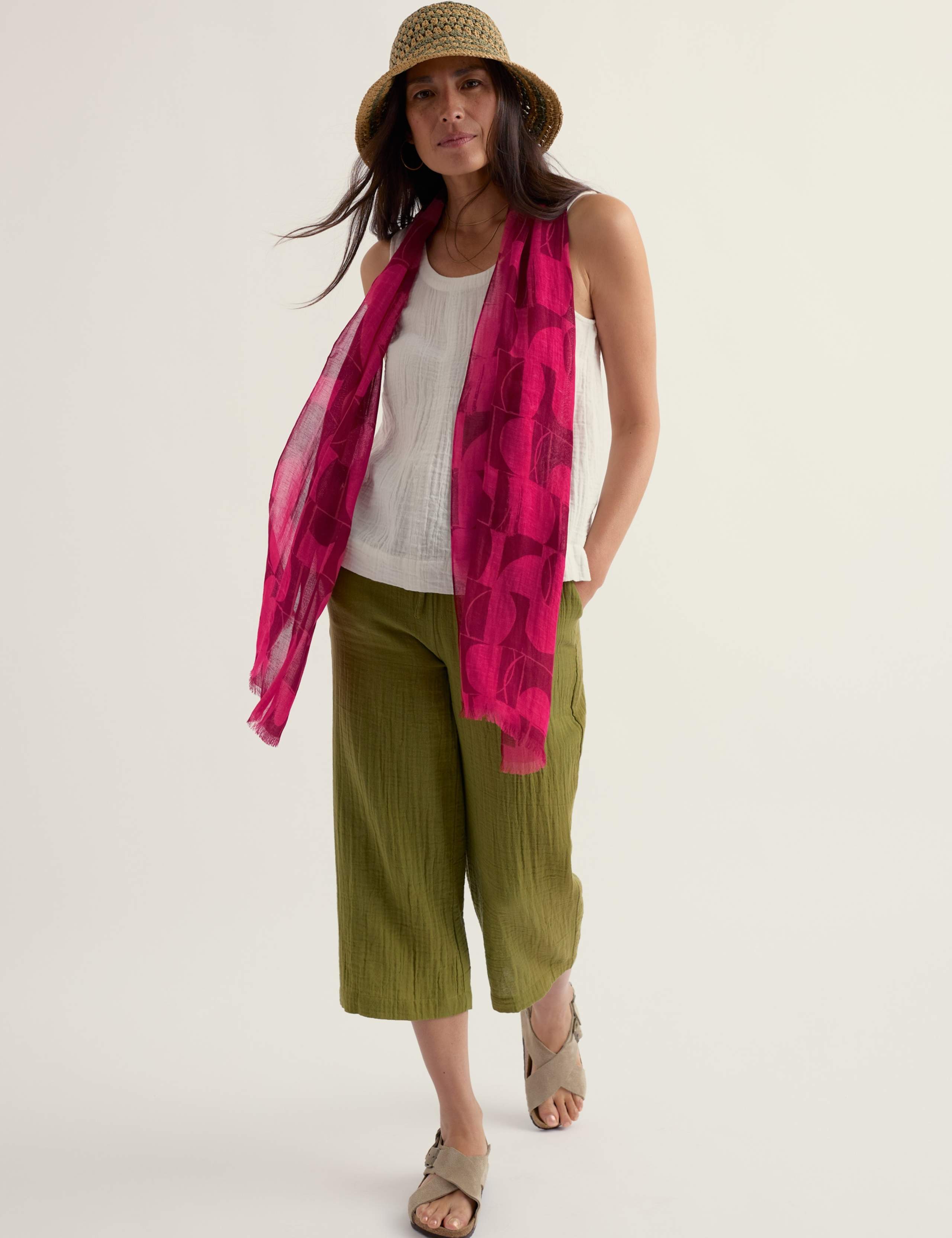 Modal Rich Geometric Scarf with Linen 2 of 6