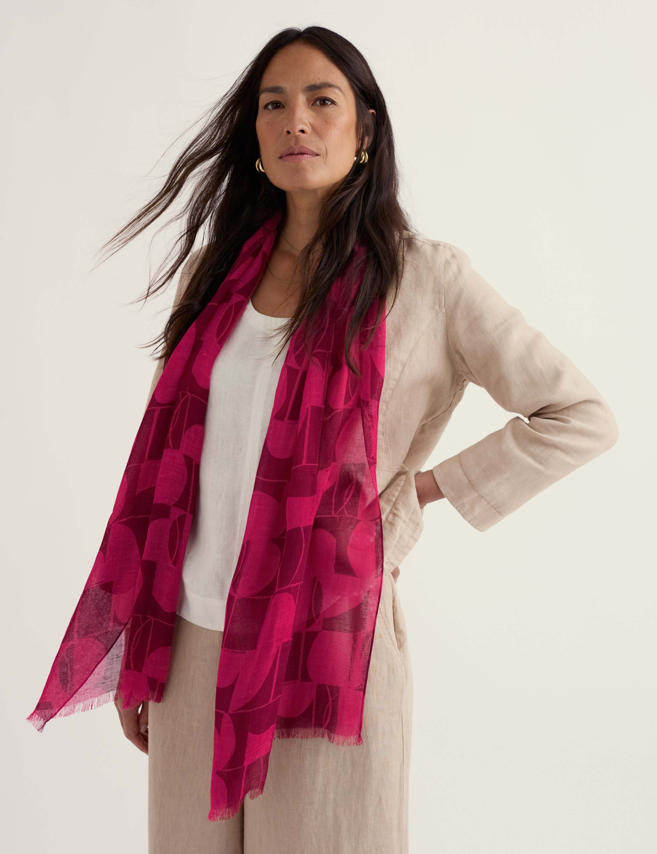Modal Rich Geometric Scarf with Linen 3 of 6