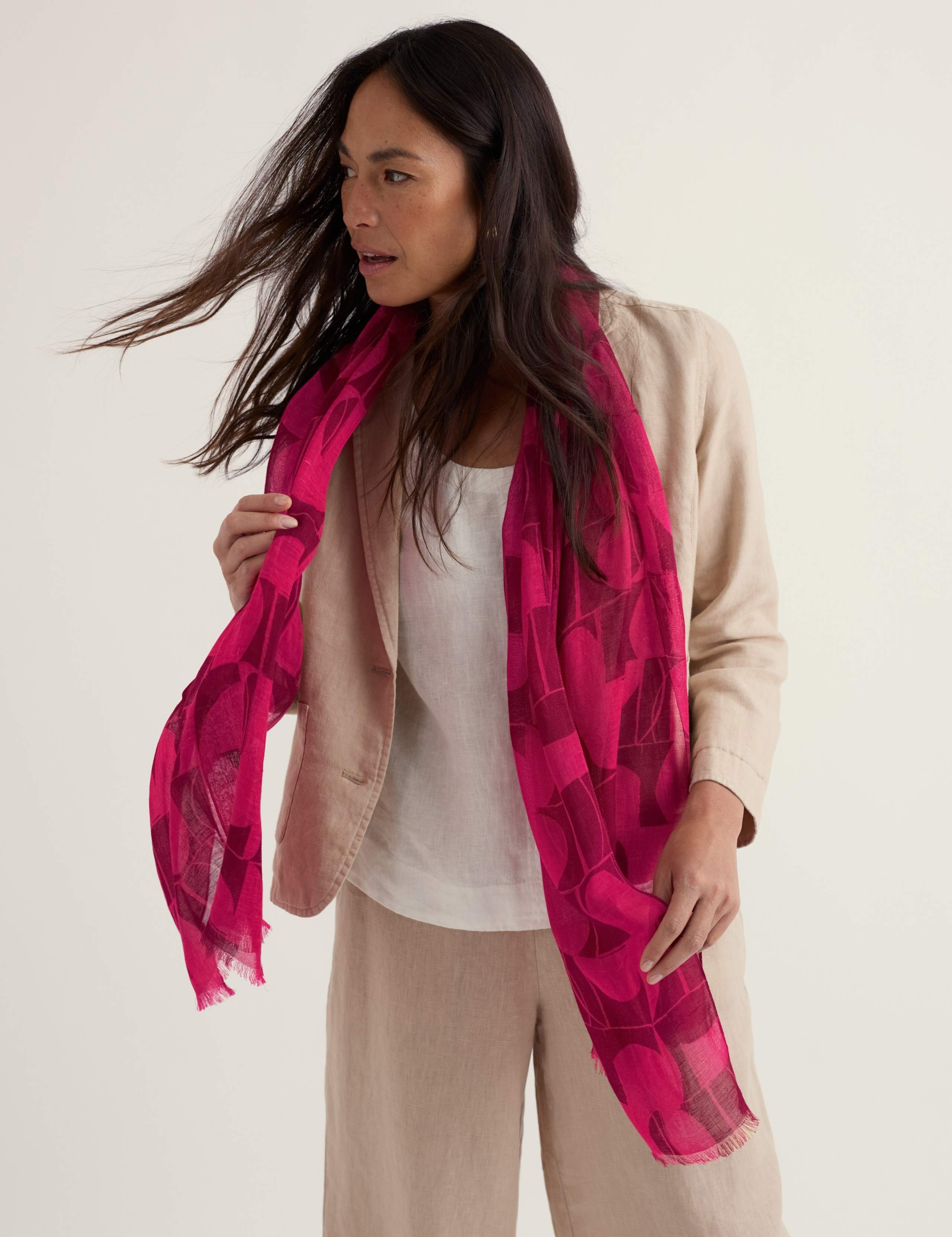 Modal Rich Geometric Scarf with Linen 4 of 6