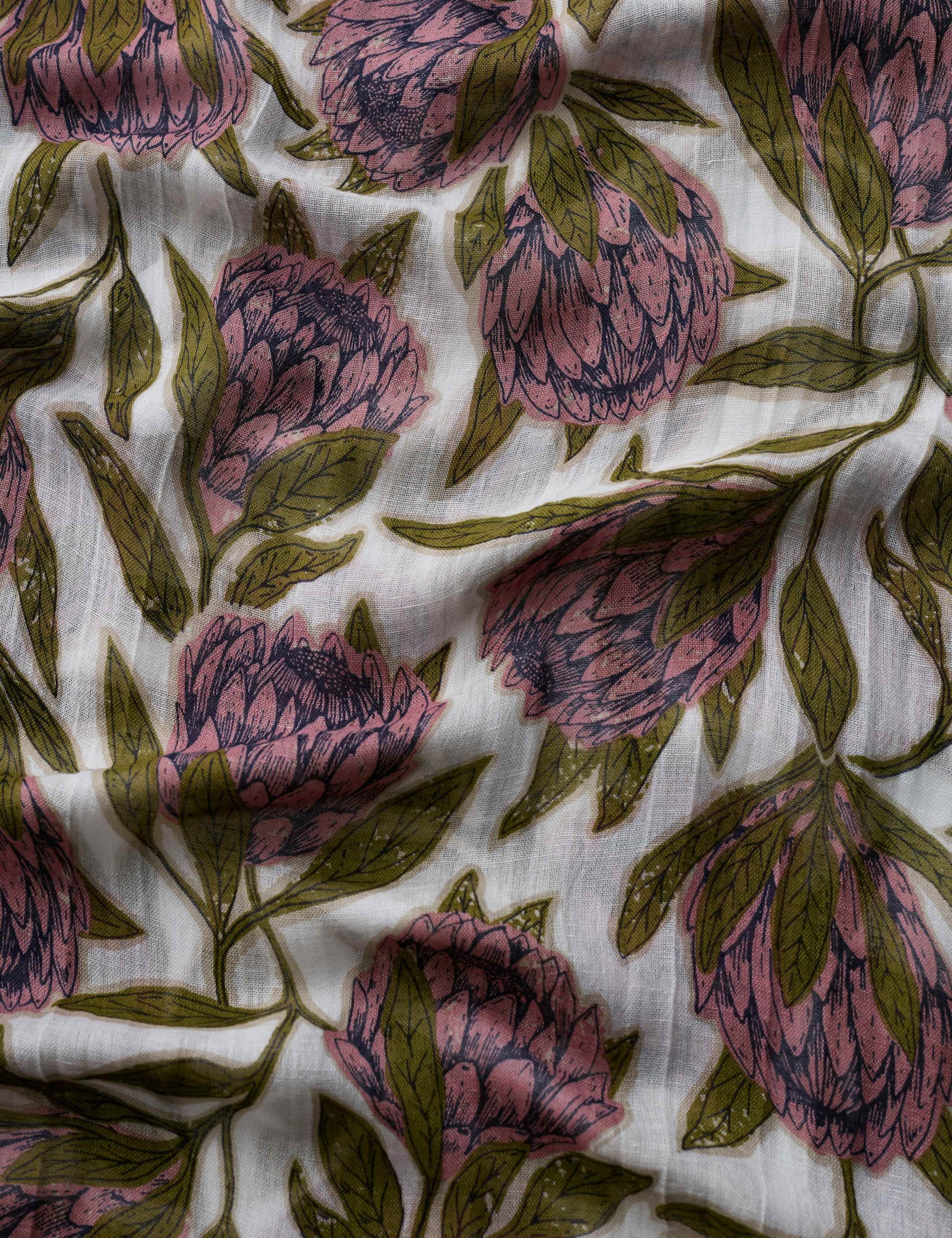 Modal Rich Floral Scarf with Linen 4 of 4