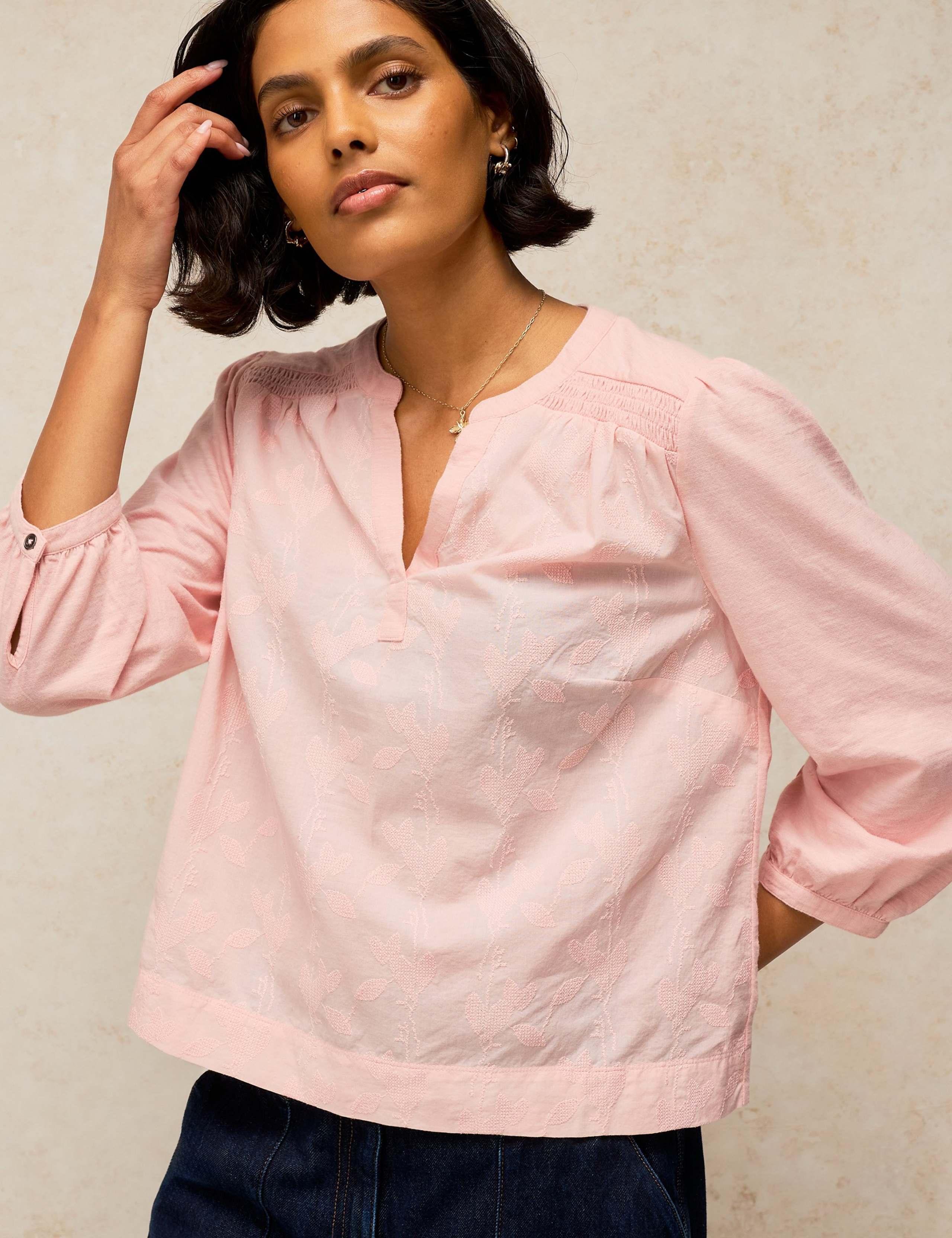 Amelia Pure Cotton Printed V Neck Top 3 of 6