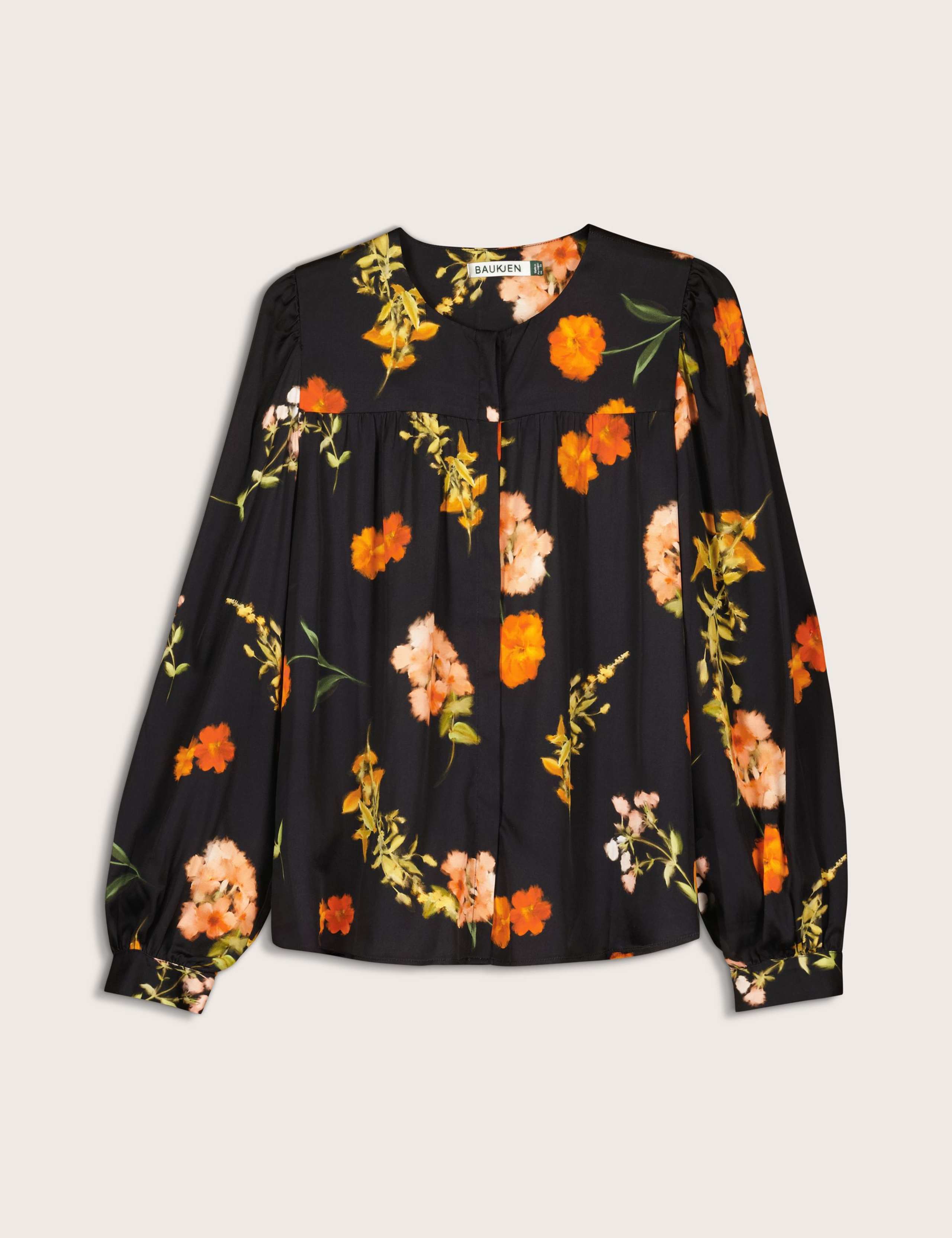 Satin Floral Crew Neck Blouse 2 of 5