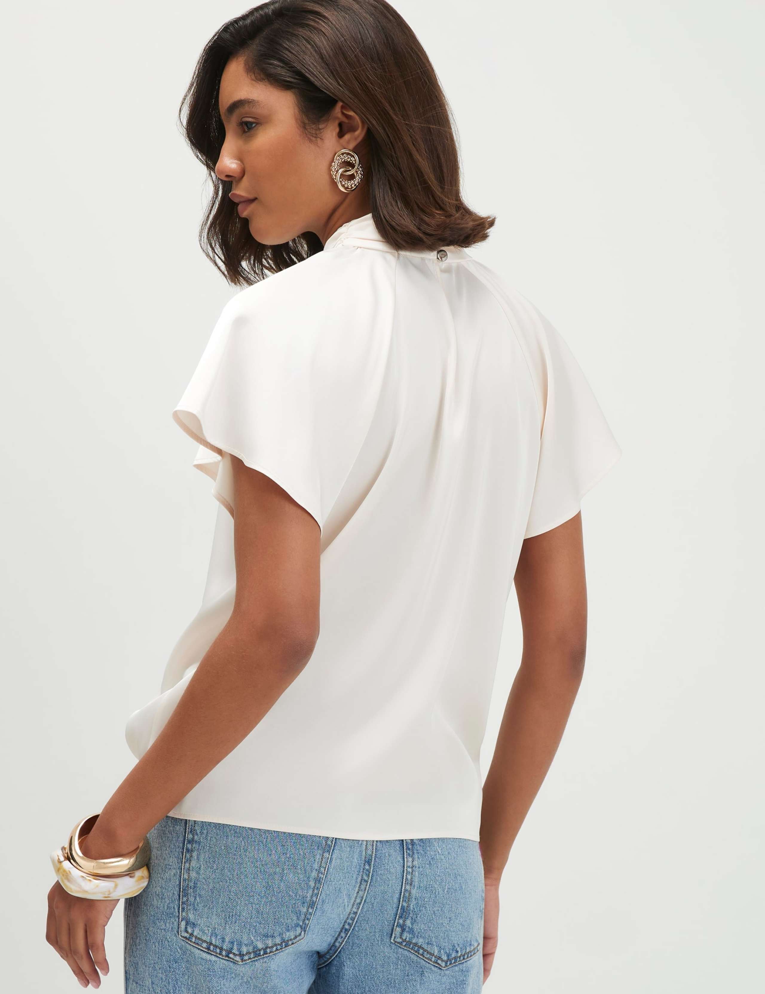 High Neck Angel Sleeve Blouse 2 of 4