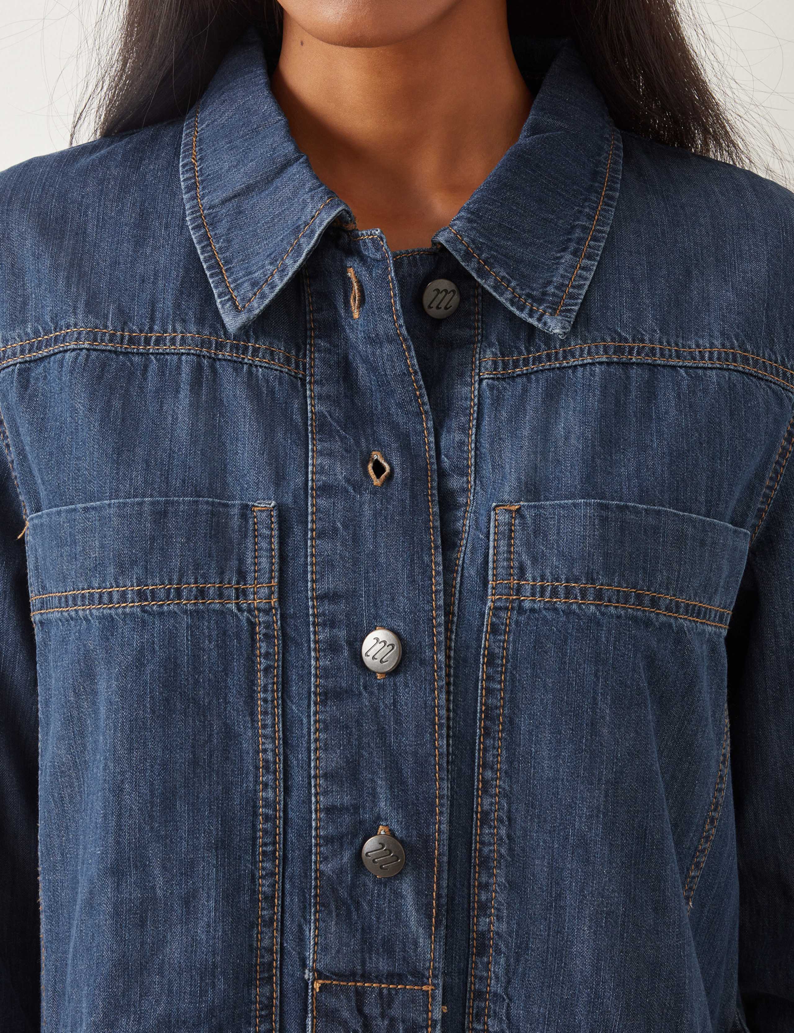 Denim Knee Length Shirt Dress 2 of 5