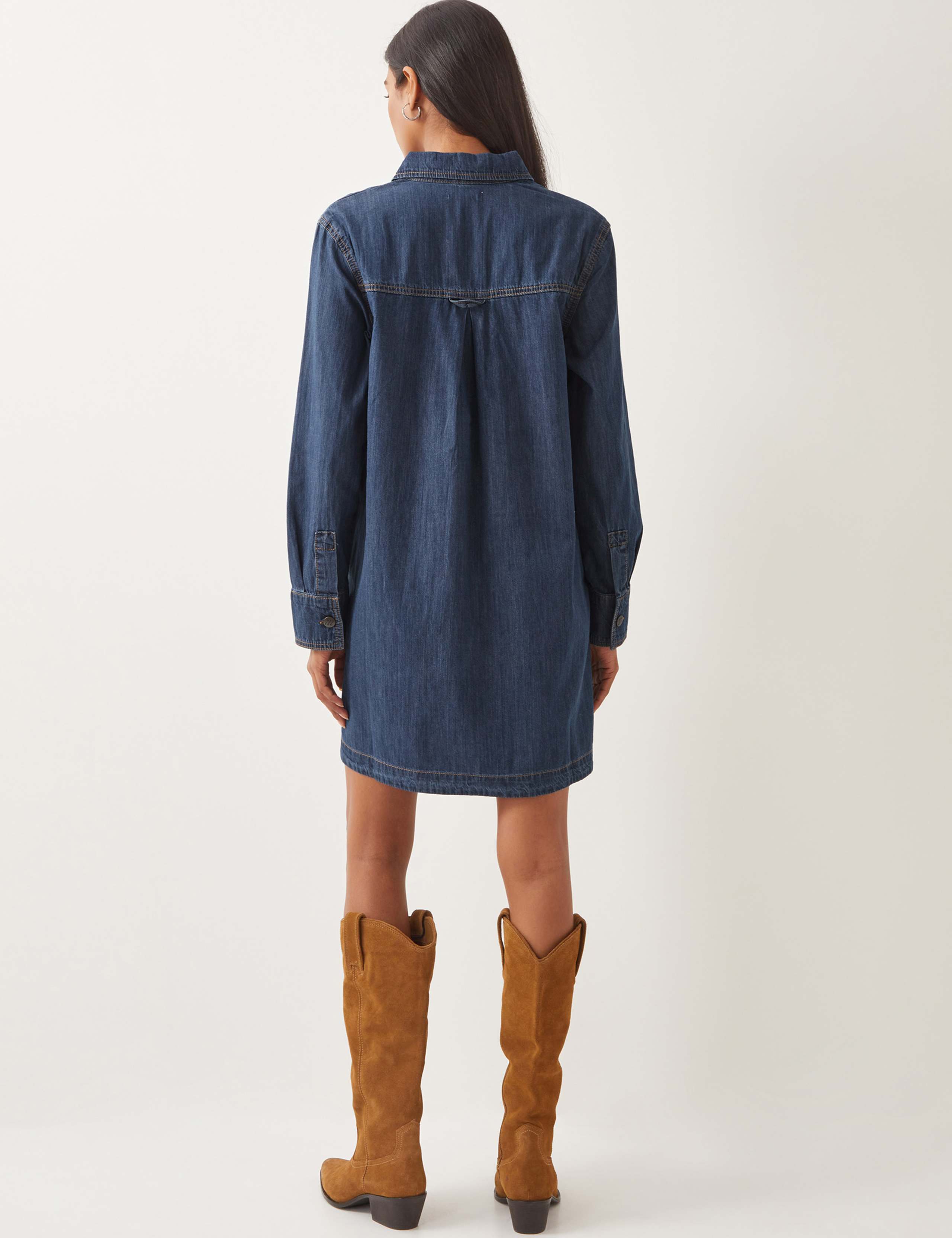 Denim Knee Length Shirt Dress 5 of 5