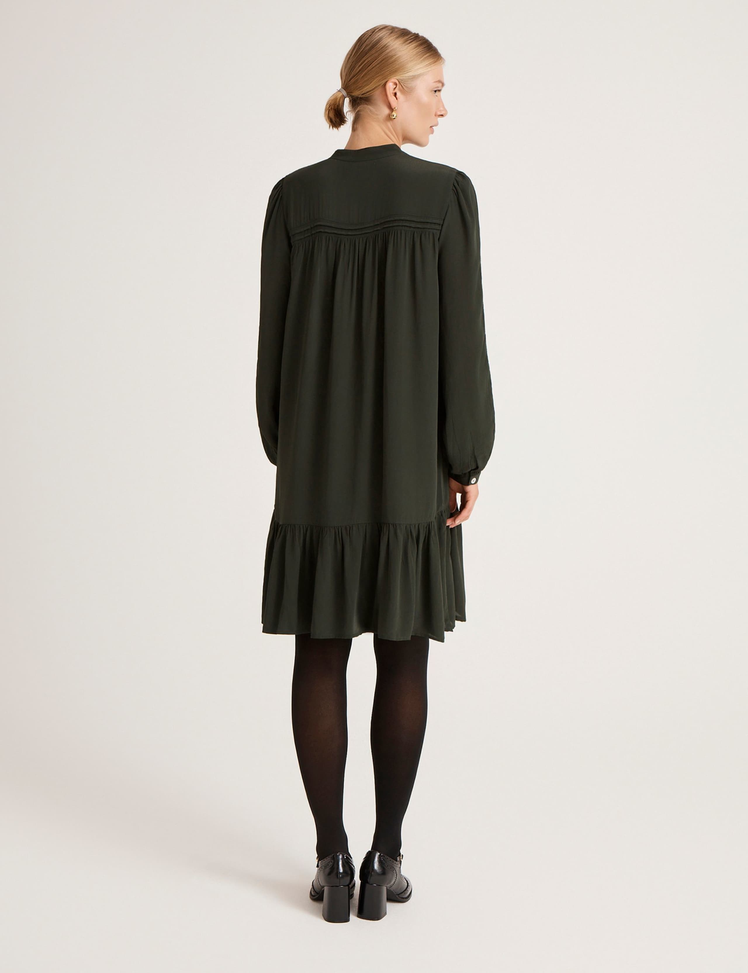 Crepe Round Neck Button Through Mini Dress 3 of 4