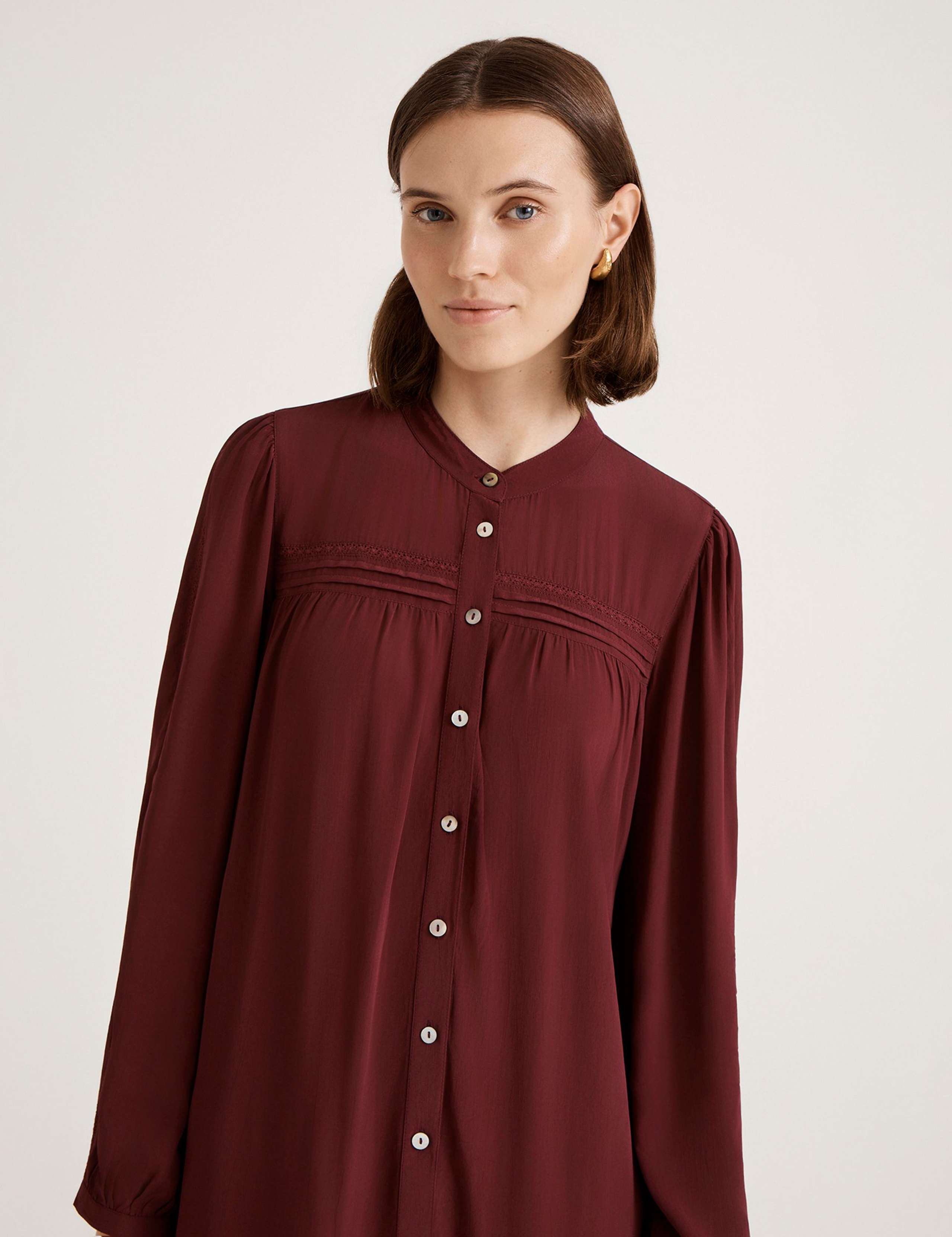 Crepe Round Neck Button Through Mini Dress 4 of 5