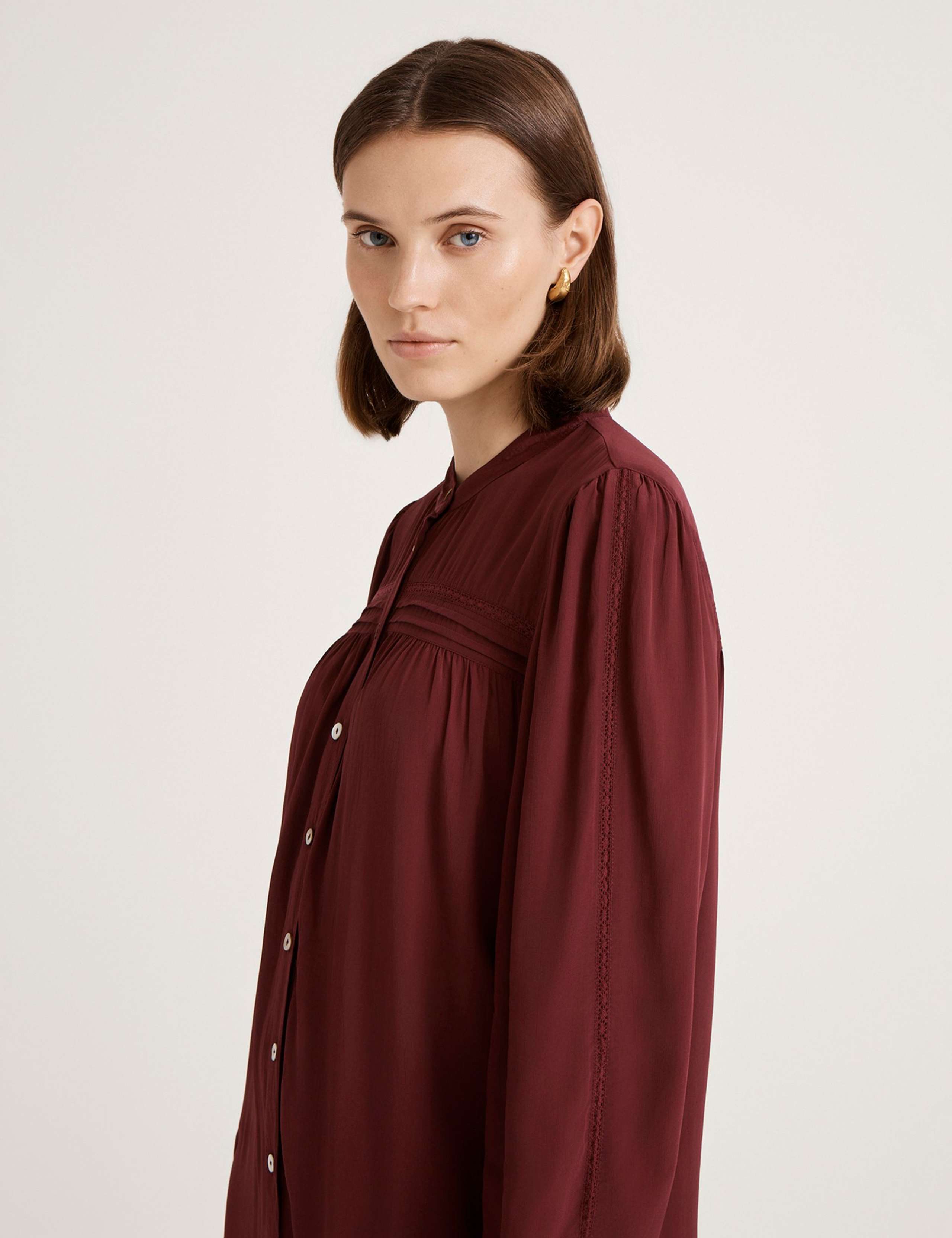 Crepe Round Neck Button Through Mini Dress 5 of 5