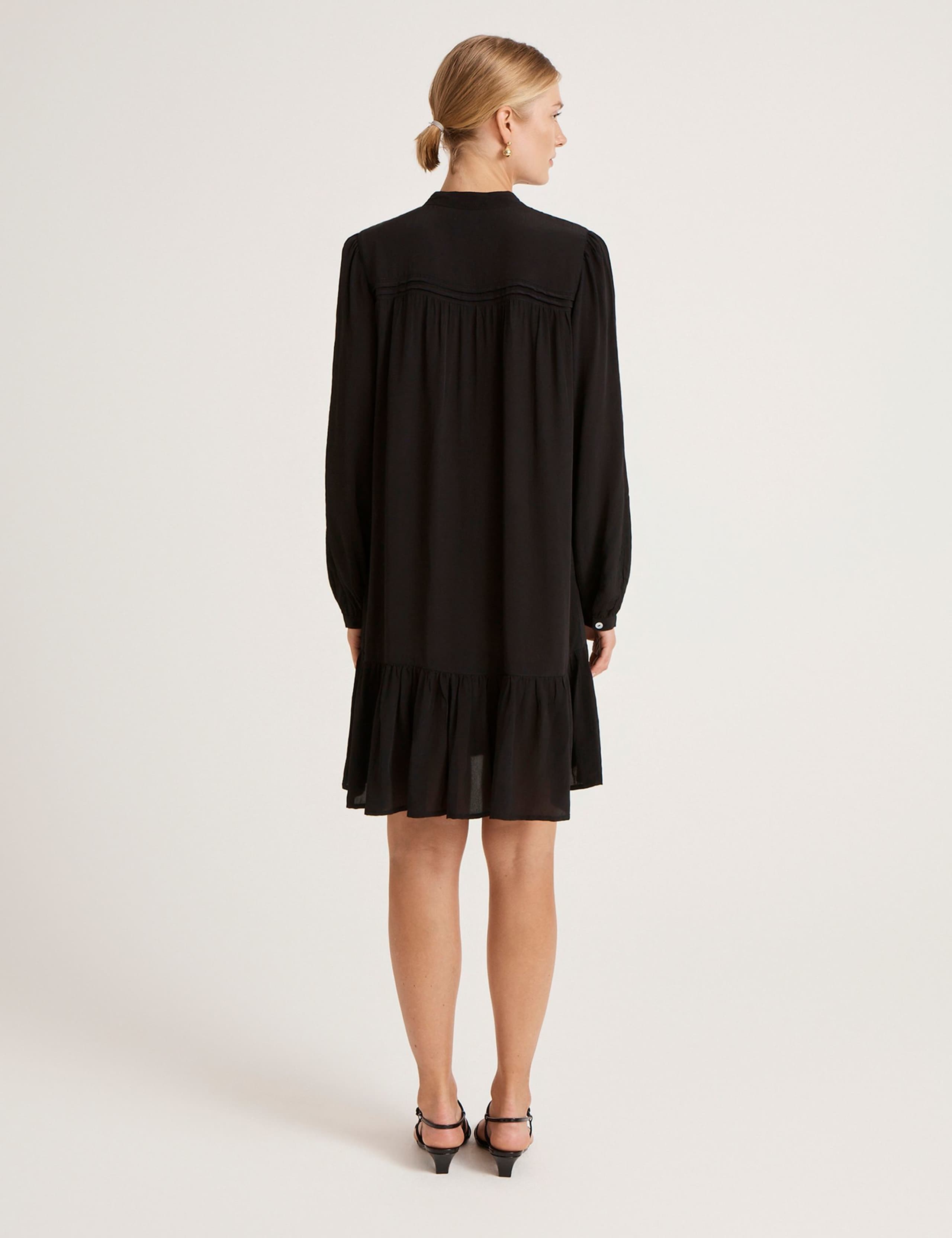 Crepe Round Neck Button Through Mini Dress 3 of 4