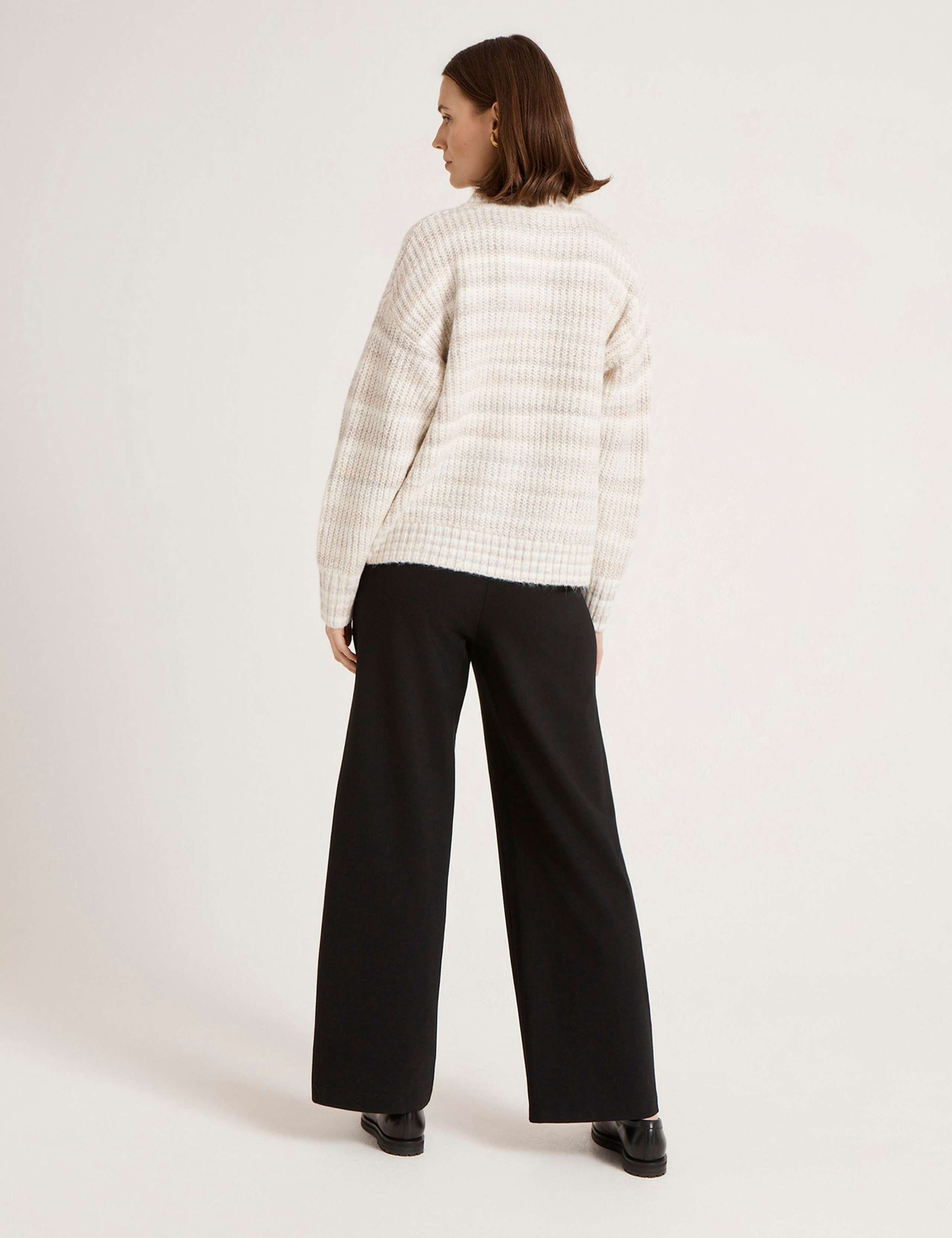 Ribbed Crew Neck Button Front Cardigan 3 of 3